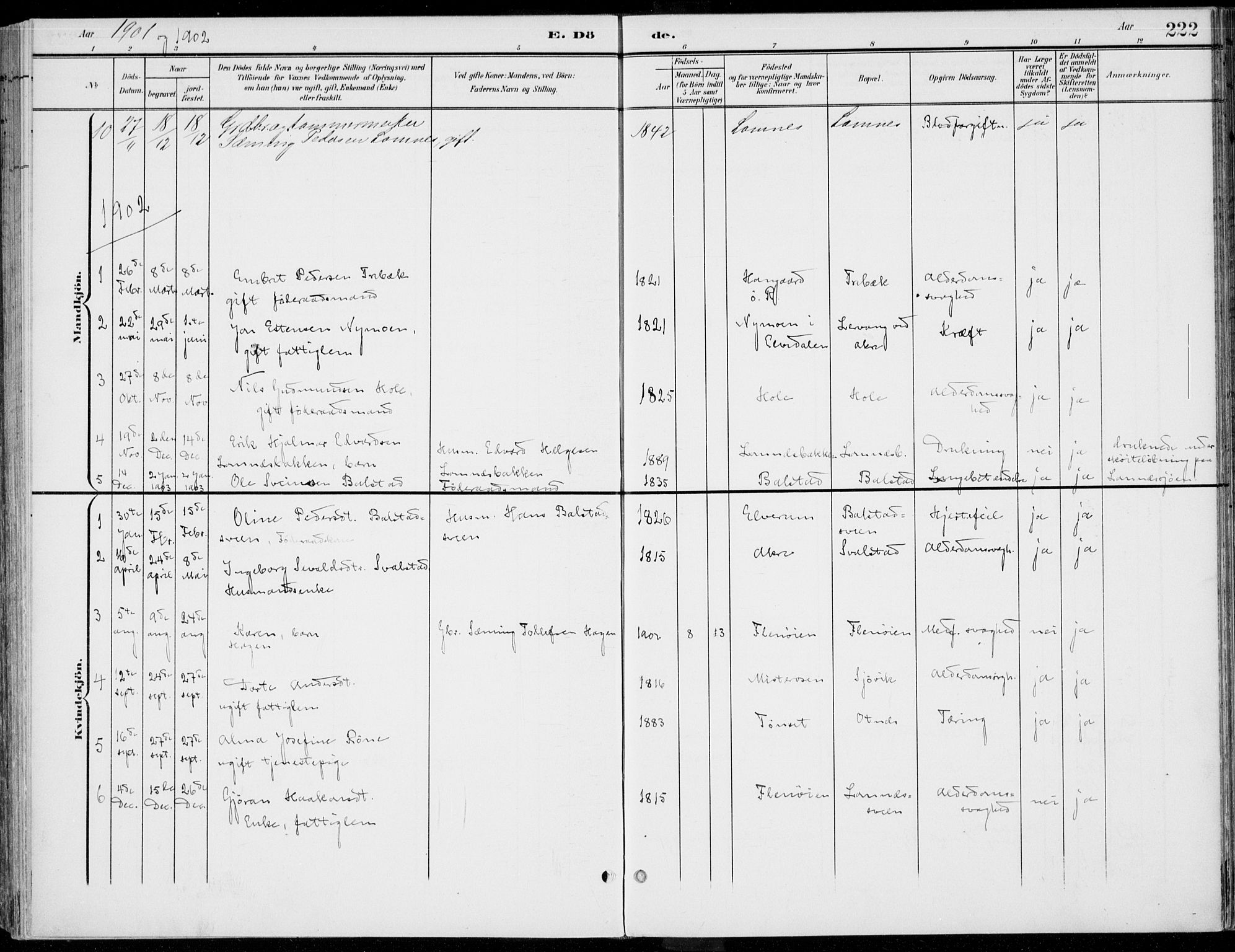 Rendalen prestekontor, SAH/PREST-054/H/Ha/Haa/L0011: Parish register (official) no. 11, 1901-1925, p. 222