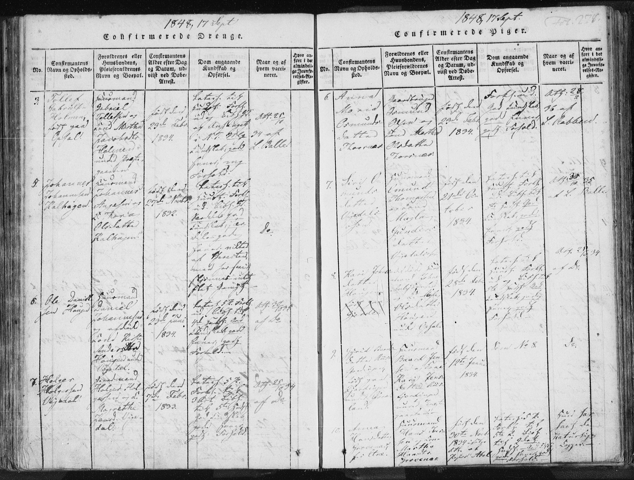 Vikedal sokneprestkontor, AV/SAST-A-101840/01/IV: Parish register (official) no. A 3, 1817-1850, p. 278