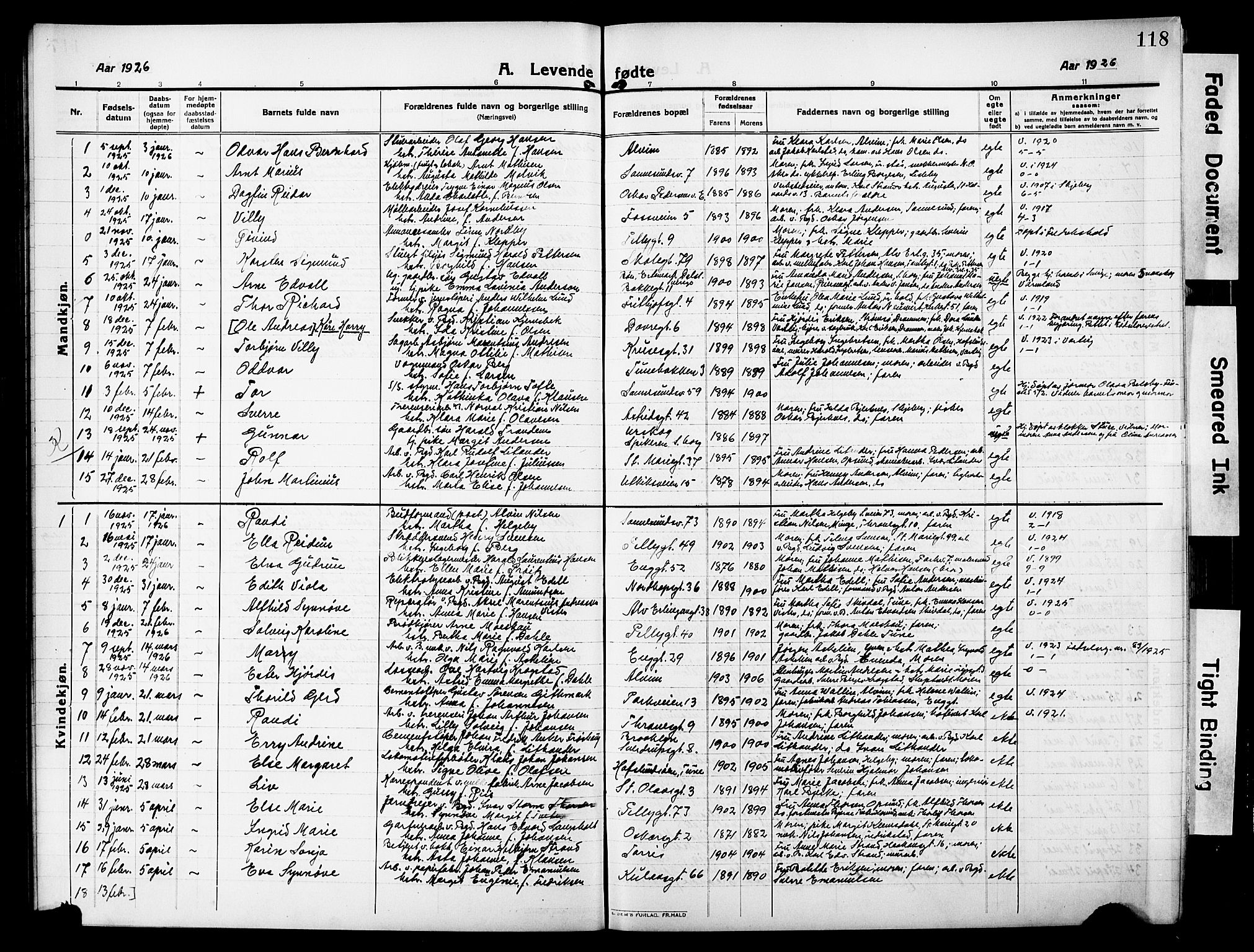 Sarpsborg prestekontor Kirkebøker, AV/SAO-A-2006/G/Ga/L0002: Parish register (copy) no. 2, 1912-1931, p. 118