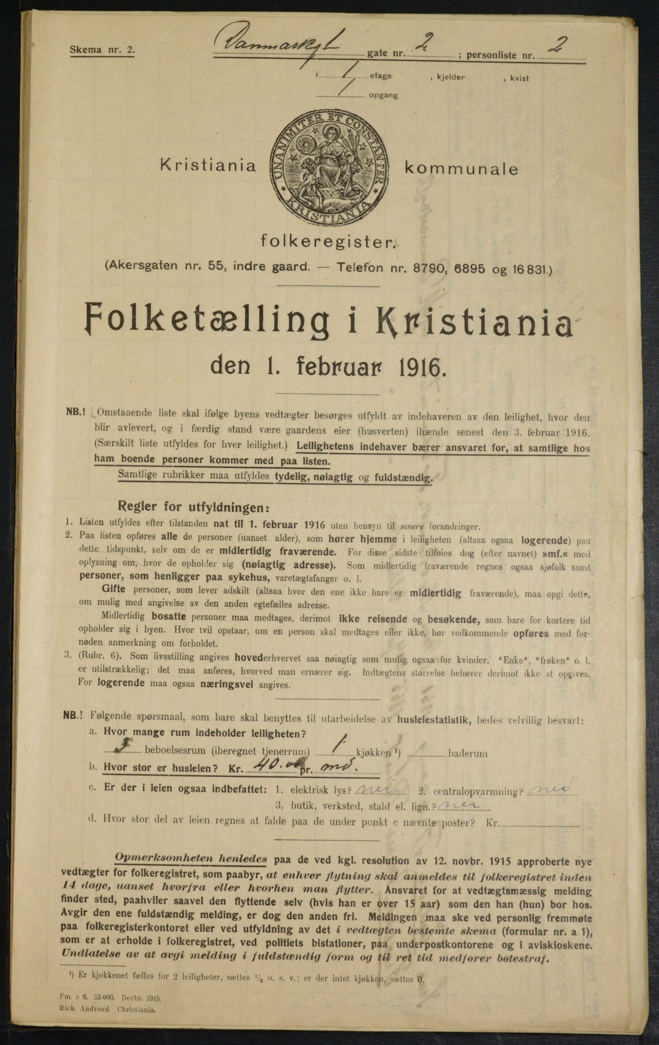 OBA, Municipal Census 1916 for Kristiania, 1916, p. 14631