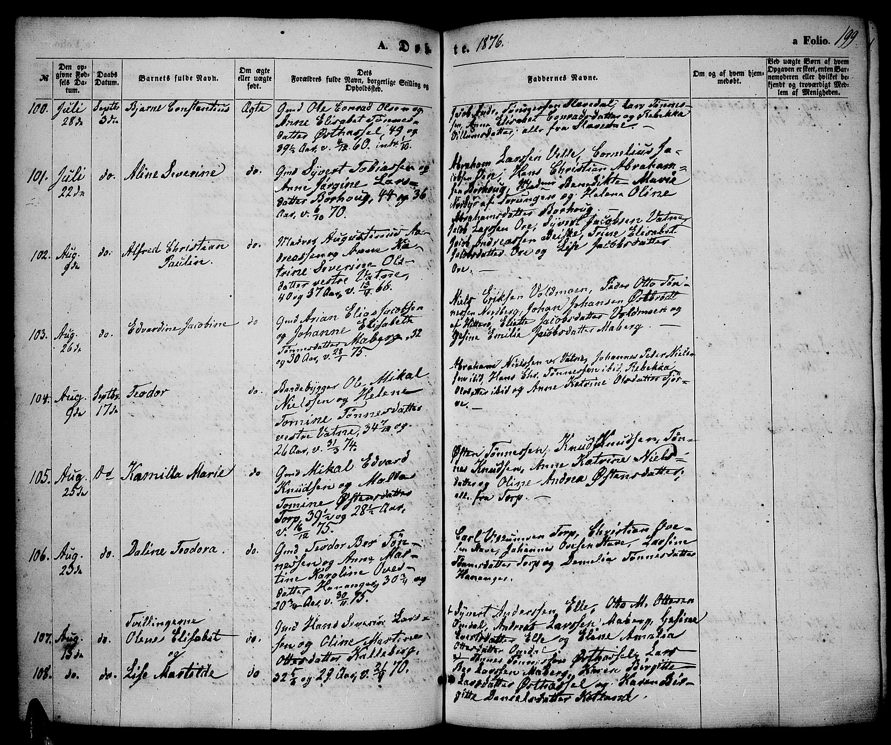 Lista sokneprestkontor, AV/SAK-1111-0027/F/Fb/L0003: Parish register (copy) no. B 3, 1862-1877, p. 199