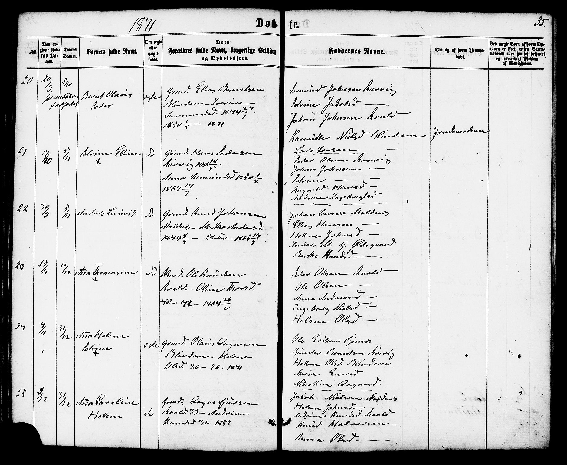 Ministerialprotokoller, klokkerbøker og fødselsregistre - Møre og Romsdal, SAT/A-1454/537/L0518: Parish register (official) no. 537A02, 1862-1876, p. 35