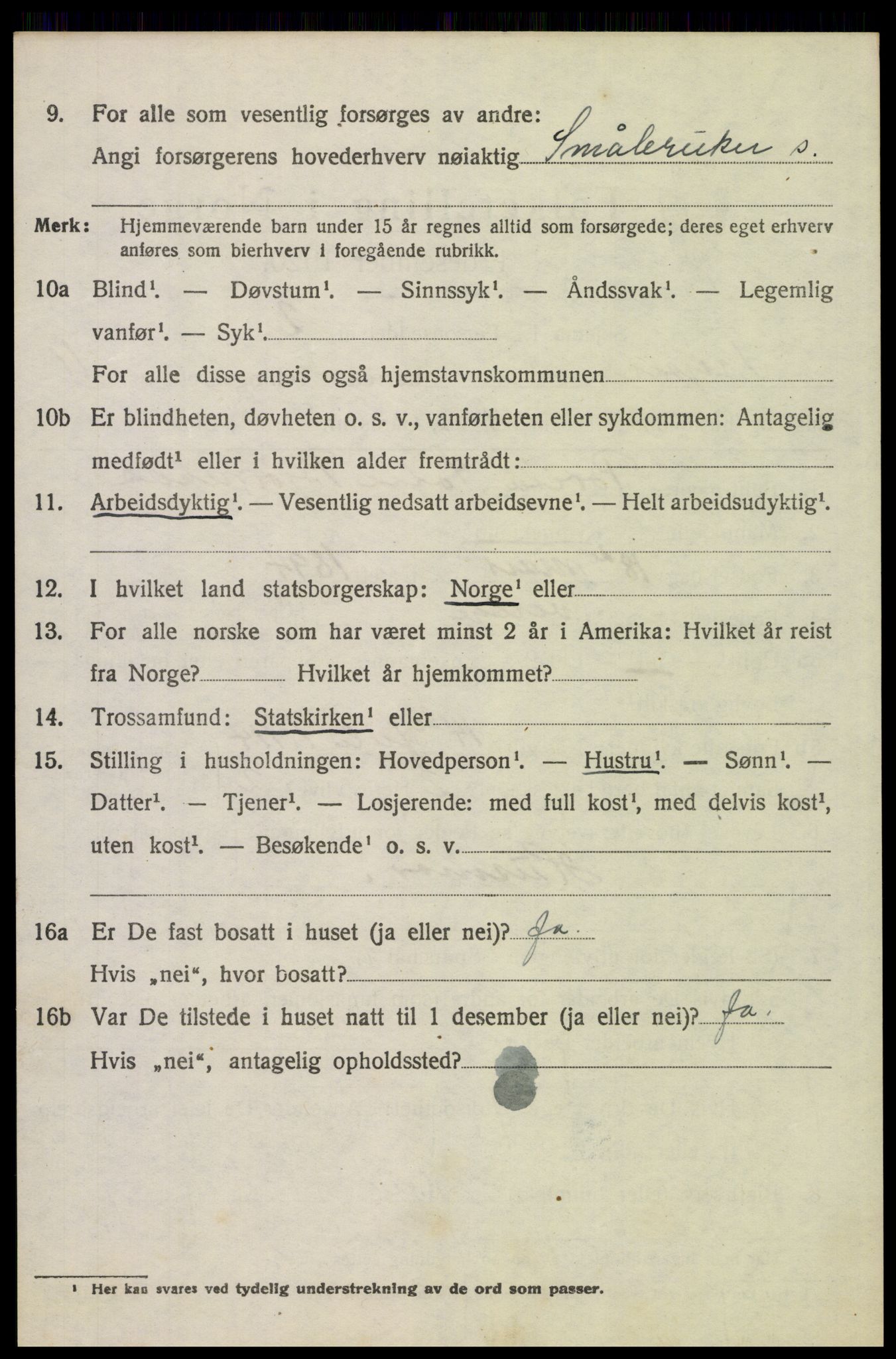 SAH, 1920 census for Trysil, 1920, p. 6998