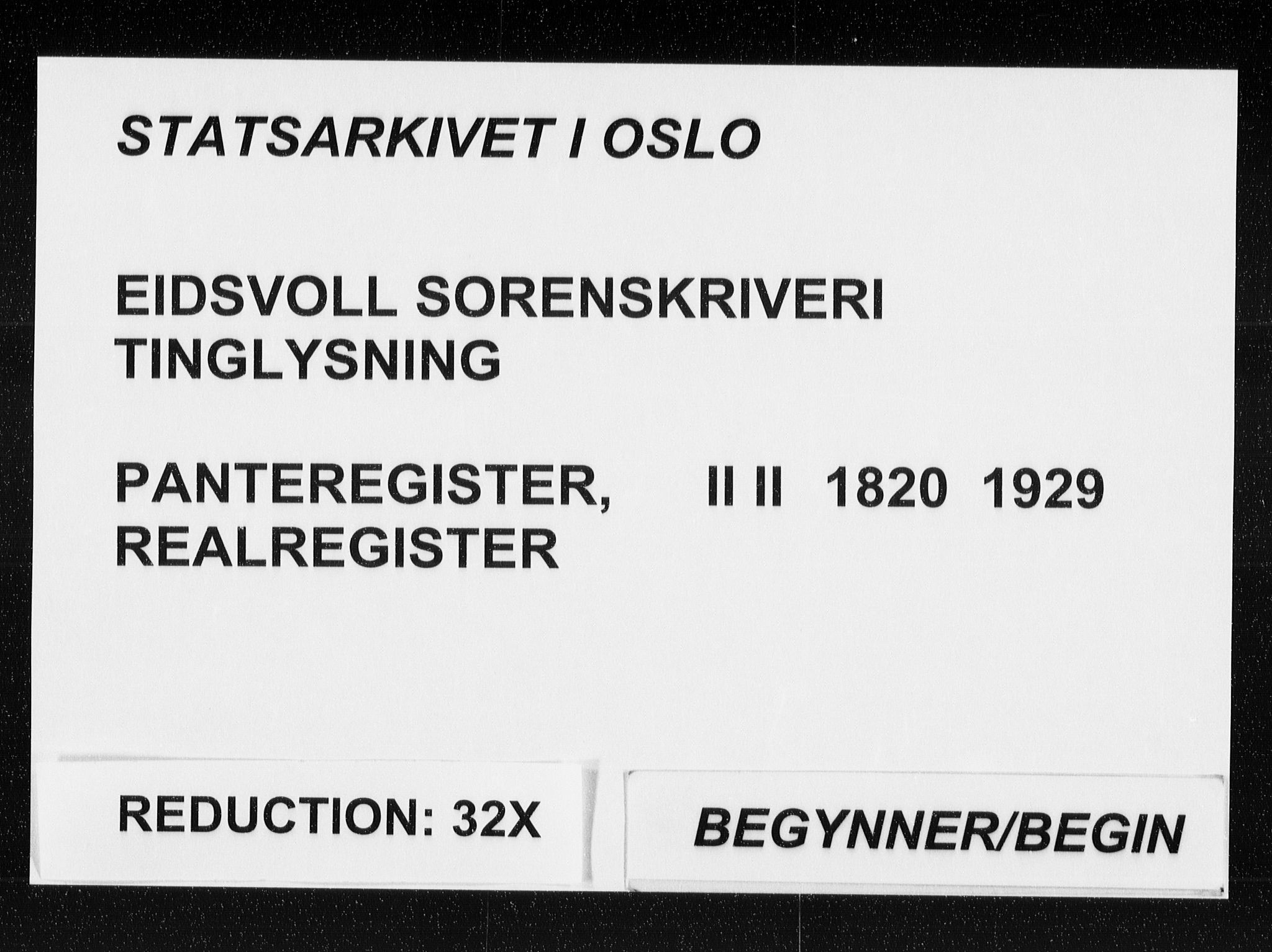 Eidsvoll tingrett, AV/SAO-A-10371/G/Ga/Gab/L0002: Mortgage register no. B II, 1820-1929