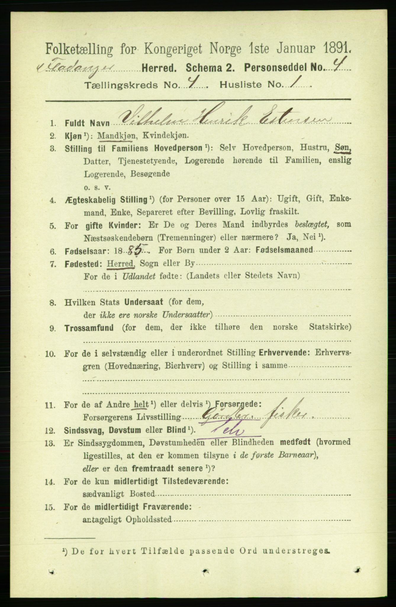 RA, 1891 census for 1749 Flatanger, 1891, p. 1767