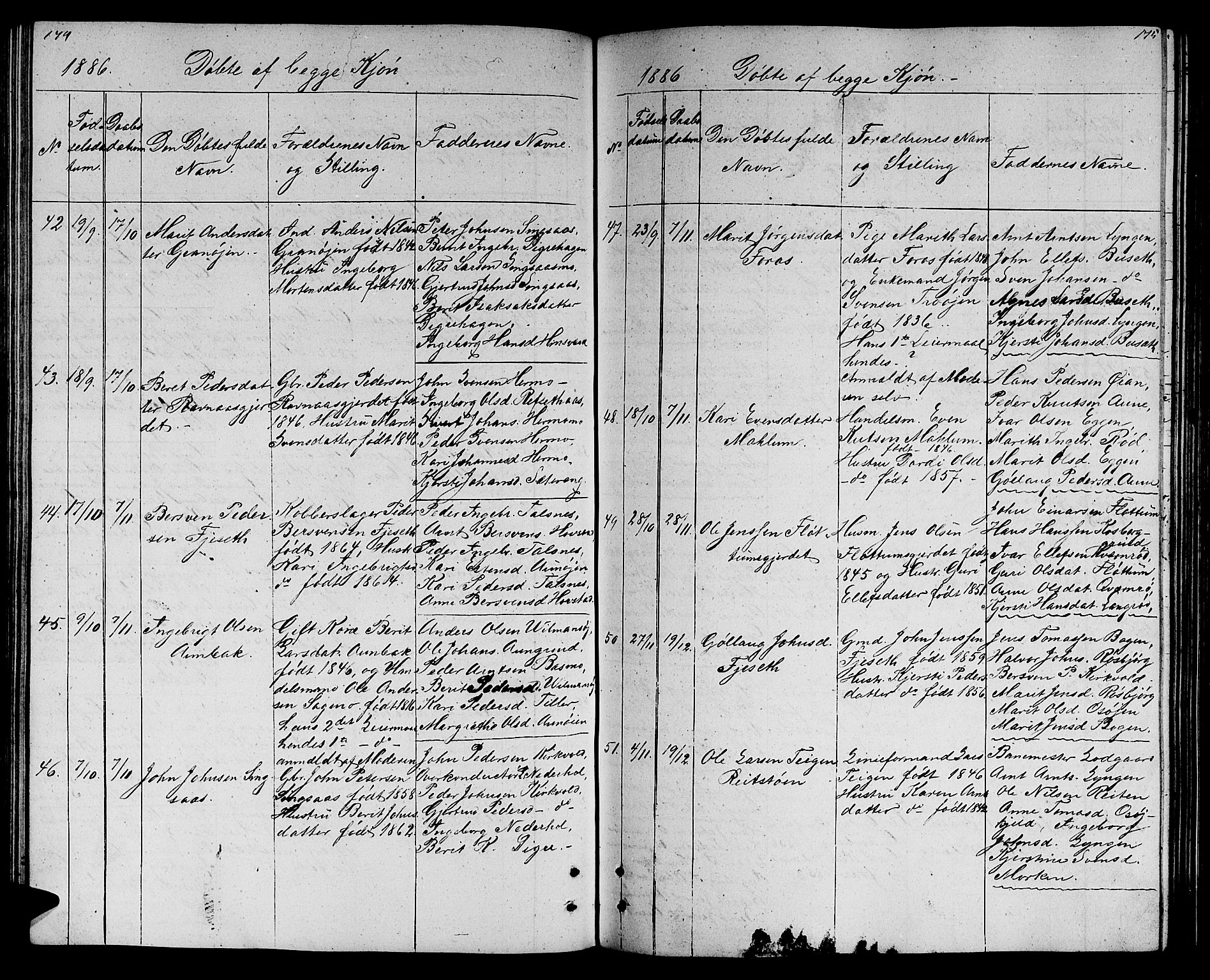 Ministerialprotokoller, klokkerbøker og fødselsregistre - Sør-Trøndelag, AV/SAT-A-1456/688/L1027: Parish register (copy) no. 688C02, 1861-1889, p. 174-175