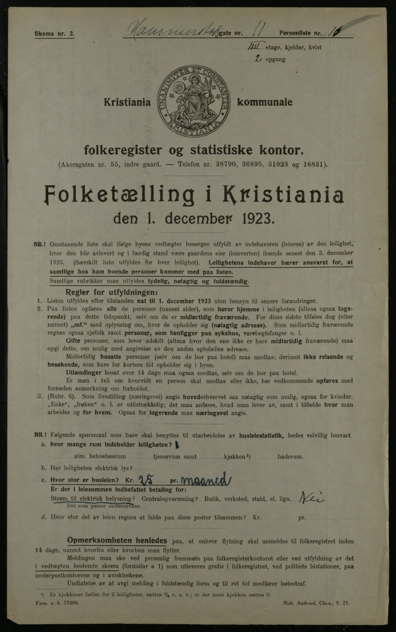 OBA, Municipal Census 1923 for Kristiania, 1923, p. 38837