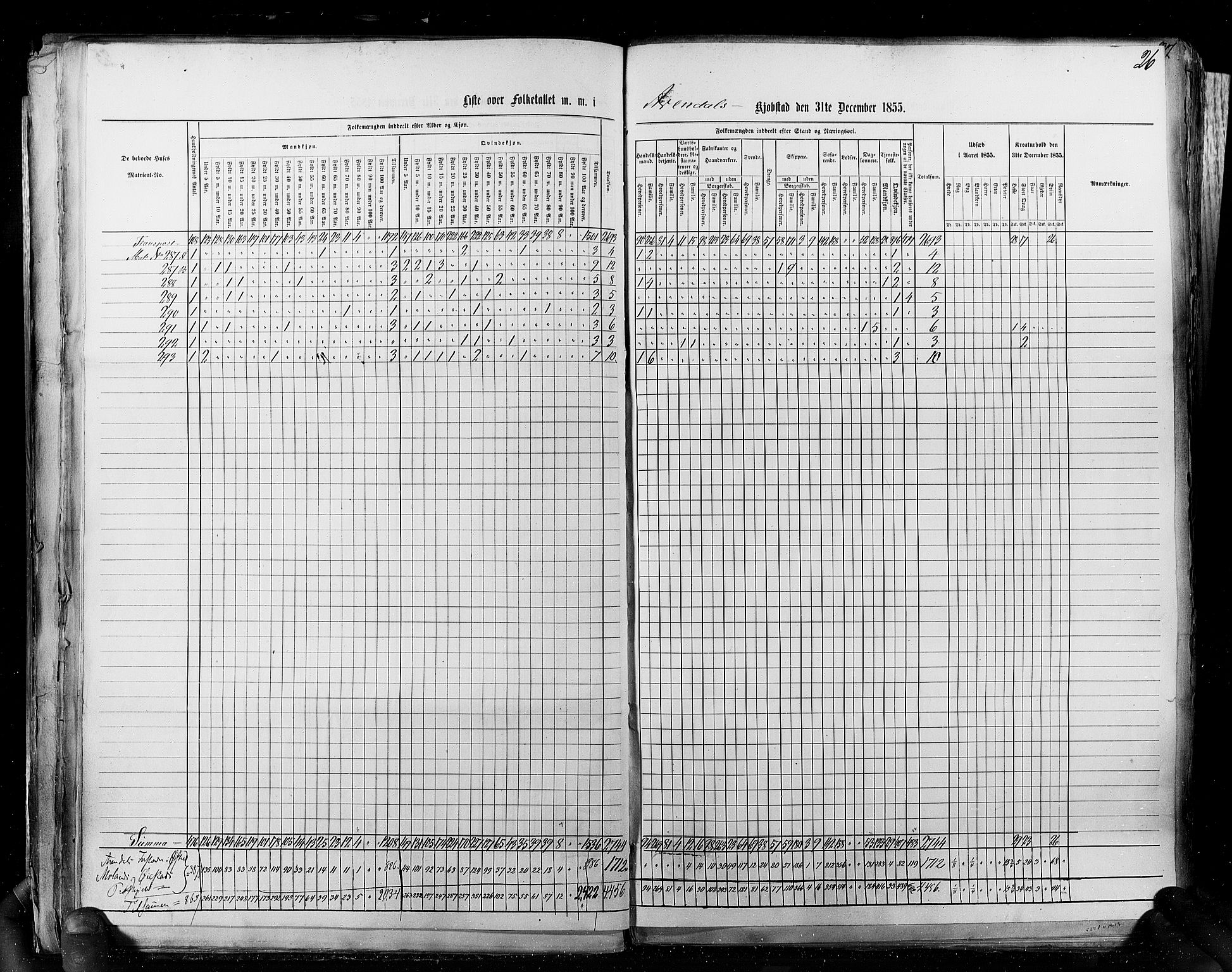 RA, Census 1855, vol. 8: Risør-Vadsø, 1855, p. 26