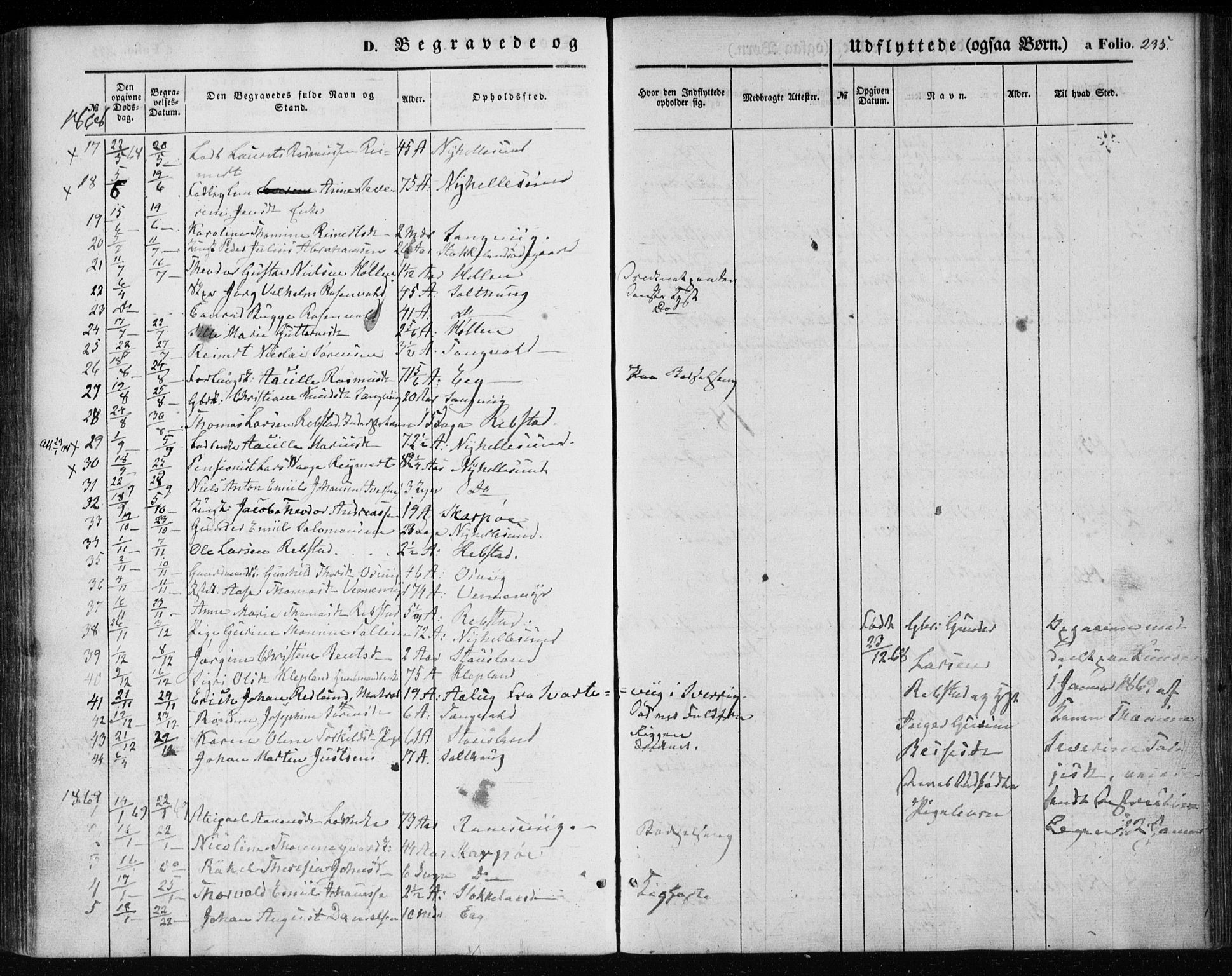 Søgne sokneprestkontor, SAK/1111-0037/F/Fa/Fab/L0010: Parish register (official) no. A 10, 1853-1869, p. 235
