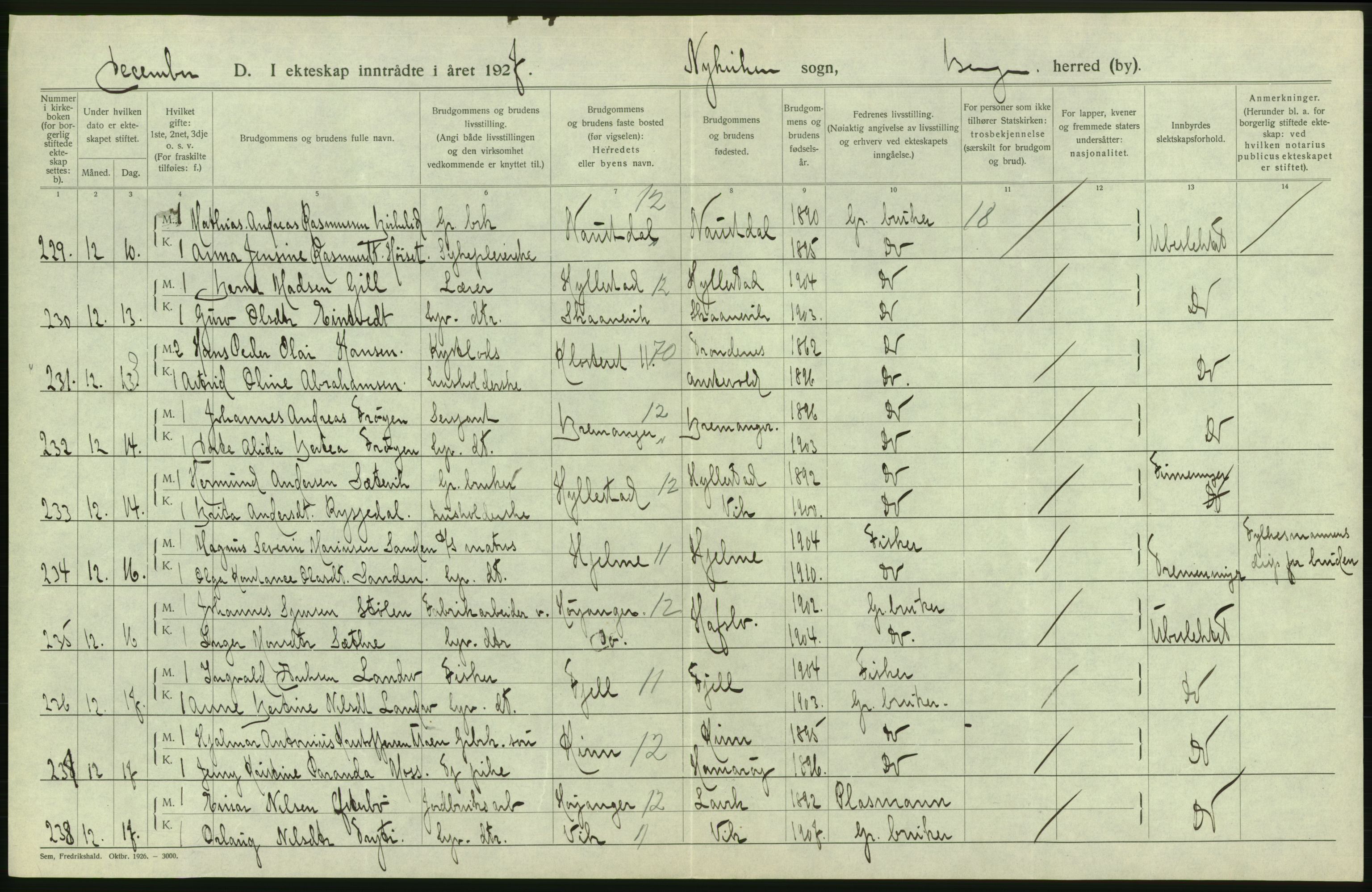 Statistisk sentralbyrå, Sosiodemografiske emner, Befolkning, AV/RA-S-2228/D/Df/Dfc/Dfcg/L0028: Bergen: Gifte, døde., 1927, p. 154