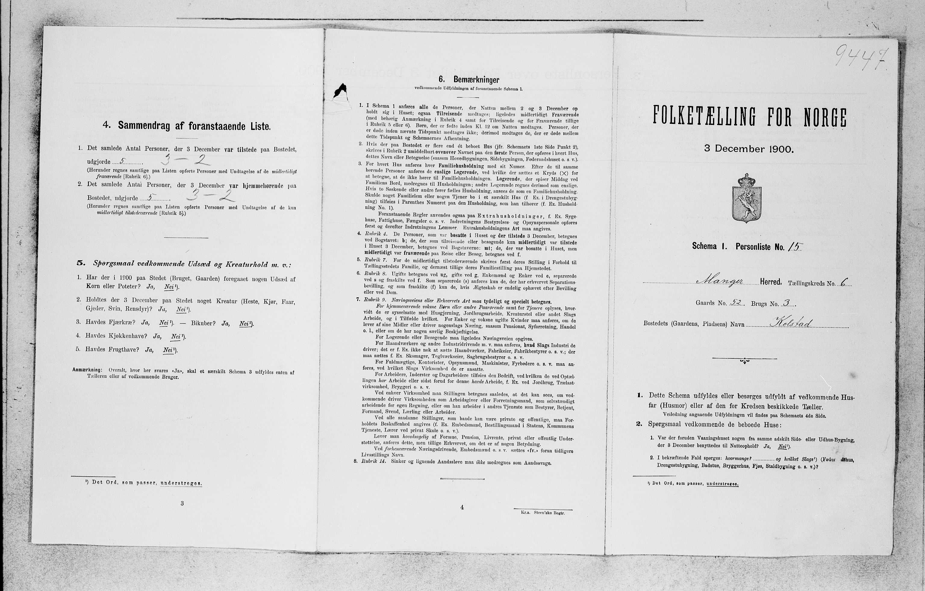 SAB, 1900 census for Manger, 1900, p. 503