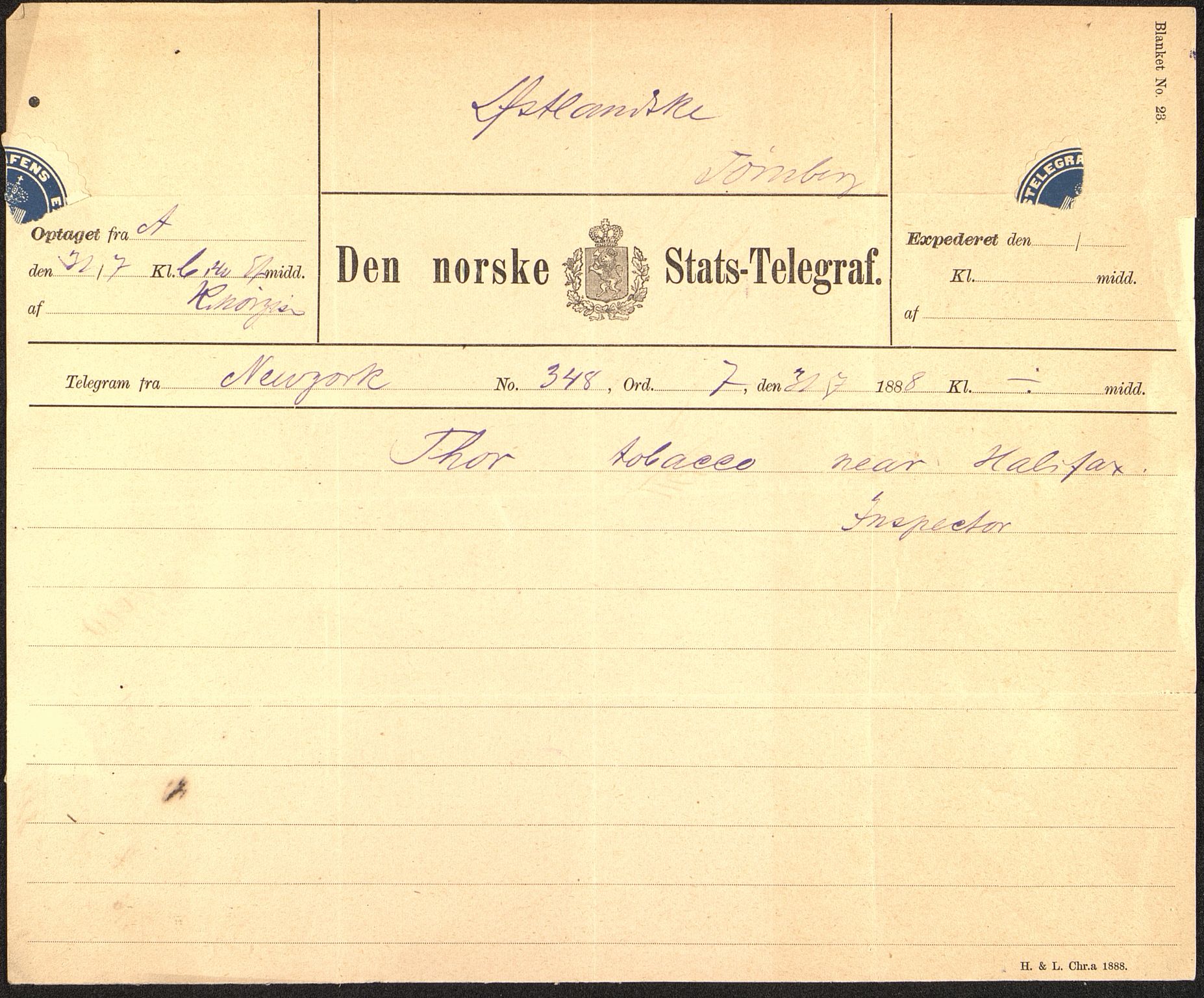 Pa 63 - Østlandske skibsassuranceforening, VEMU/A-1079/G/Ga/L0023/0001: Havaridokumenter / Carl Johan, Titania, Norrøna, Thor, Try, Louise, 1888, p. 25
