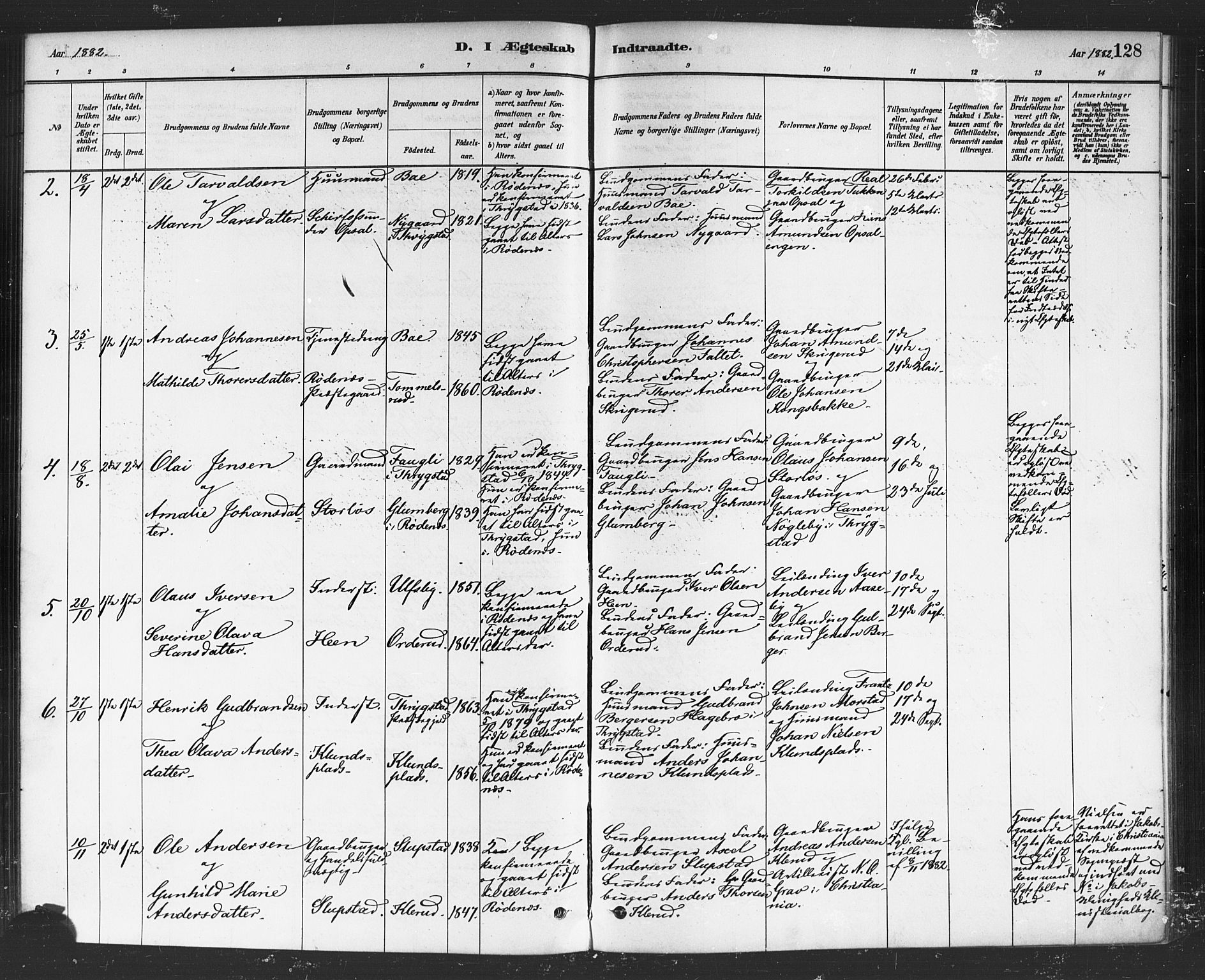 Rødenes prestekontor Kirkebøker, AV/SAO-A-2005/F/Fa/L0009: Parish register (official) no. I 9, 1880-1889, p. 128