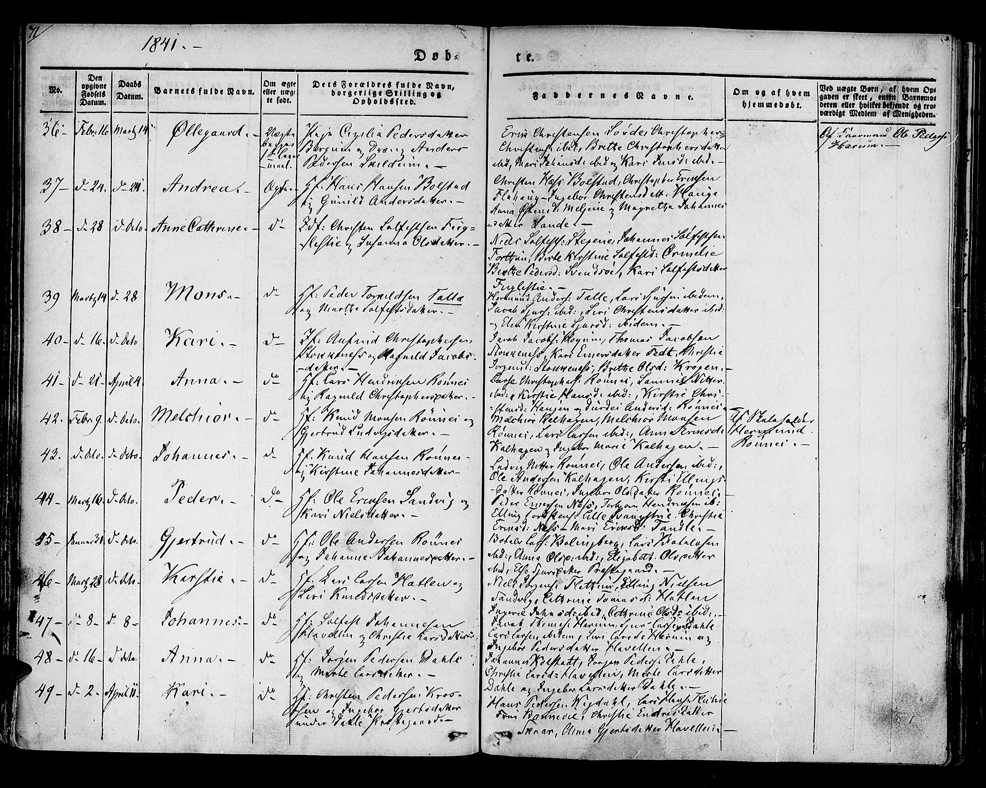 Luster sokneprestembete, SAB/A-81101/H/Haa/Haaa/L0005: Parish register (official) no. A 5, 1831-1841, p. 71