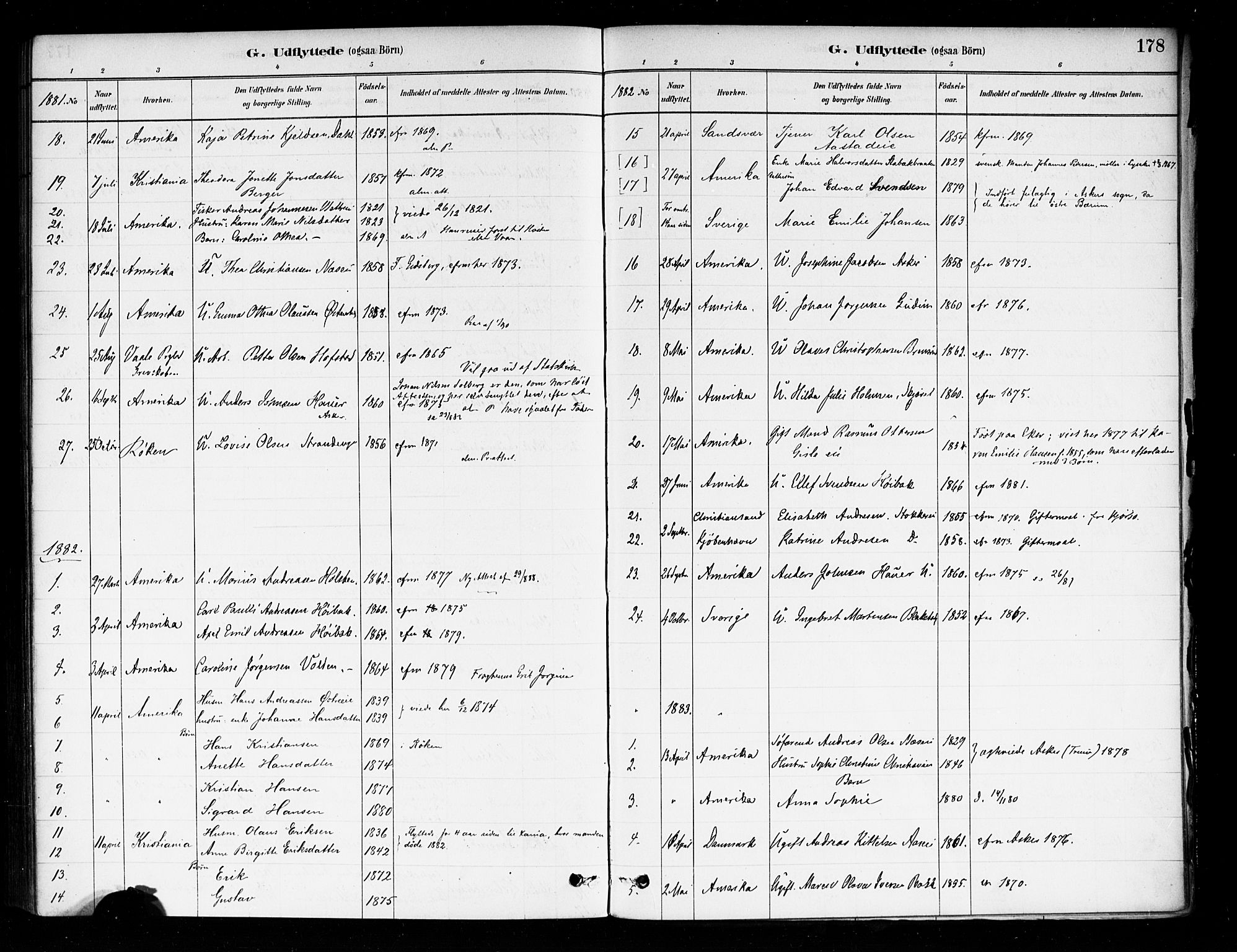 Asker prestekontor Kirkebøker, SAO/A-10256a/F/Fa/L0014: Parish register (official) no. I 14, 1879-1900, p. 178