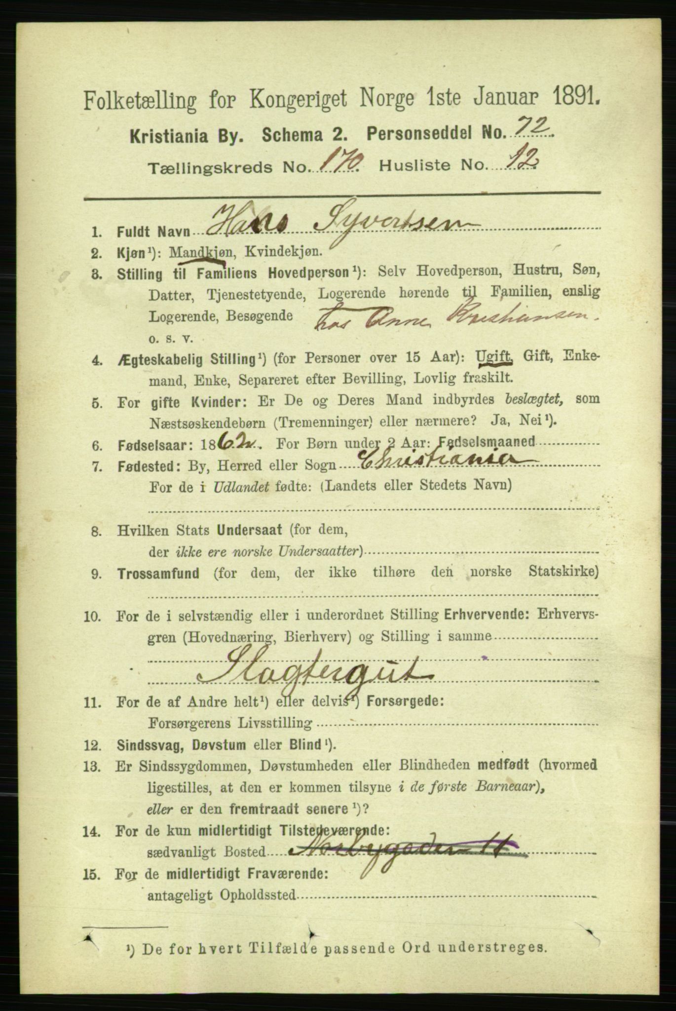 RA, 1891 census for 0301 Kristiania, 1891, p. 100195