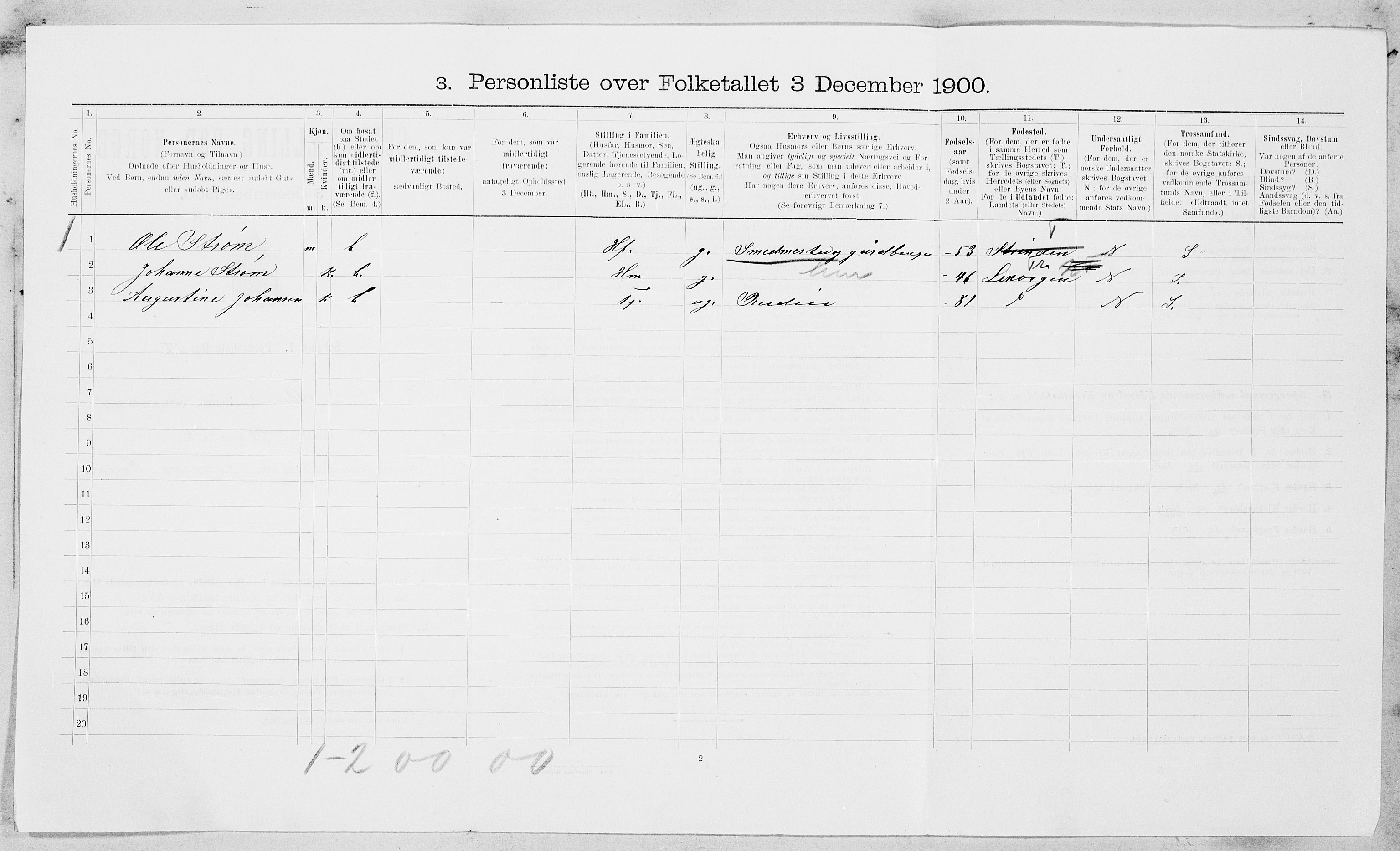 SAT, 1900 census for Strinda, 1900, p. 195