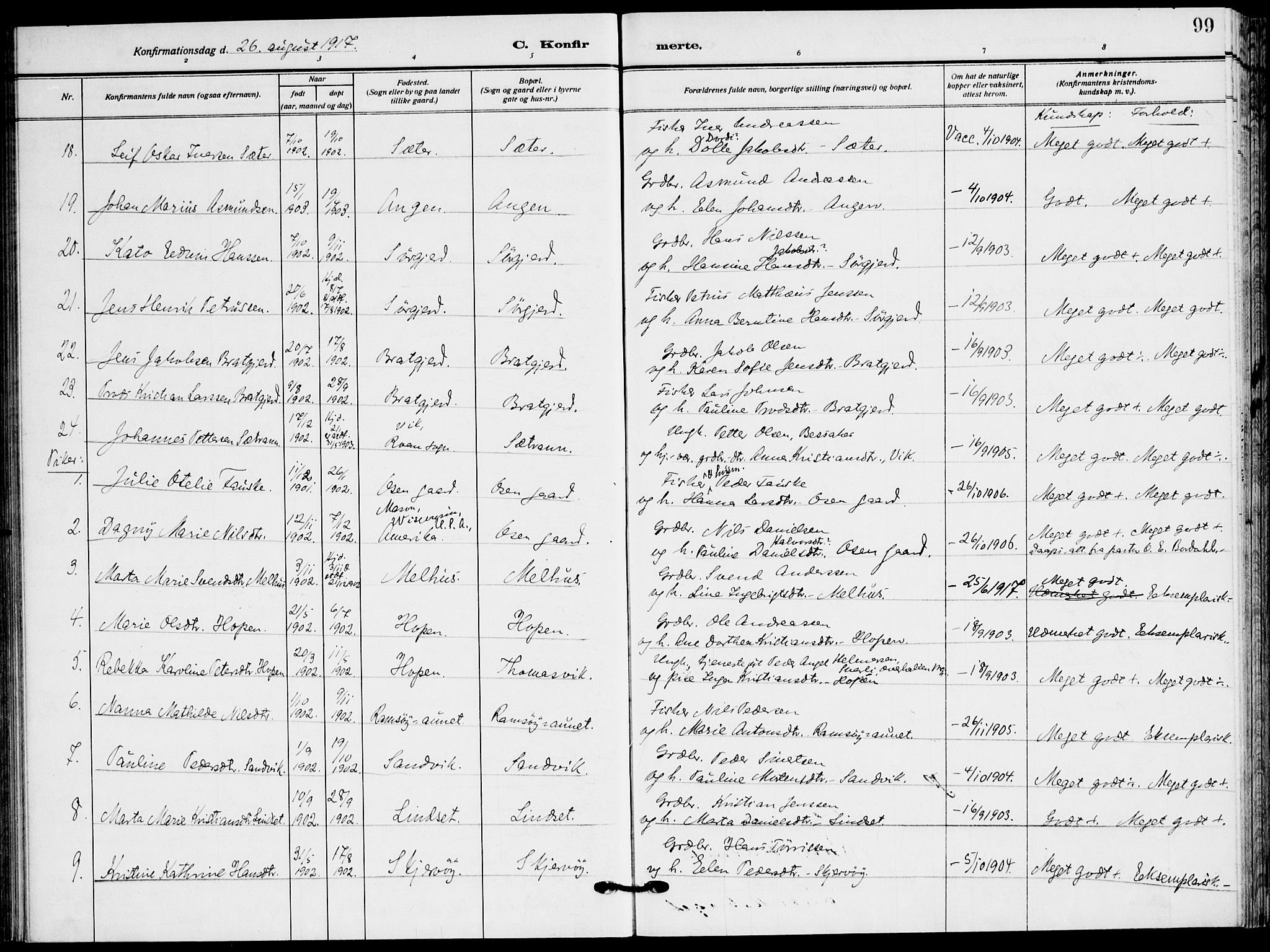 Ministerialprotokoller, klokkerbøker og fødselsregistre - Sør-Trøndelag, SAT/A-1456/658/L0724: Parish register (official) no. 658A03, 1912-1924, p. 99