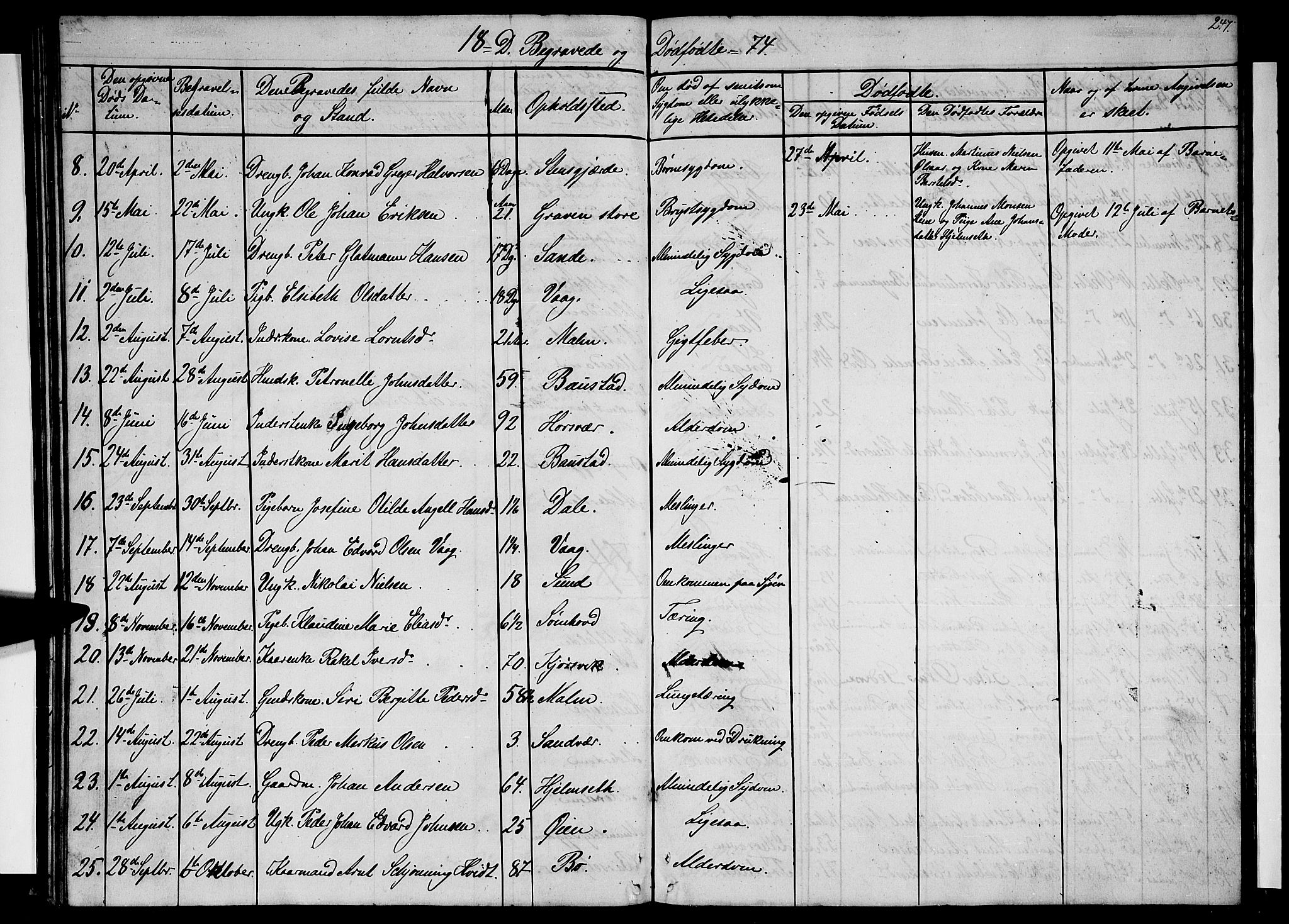 Ministerialprotokoller, klokkerbøker og fødselsregistre - Nordland, AV/SAT-A-1459/812/L0187: Parish register (copy) no. 812C05, 1850-1883, p. 247