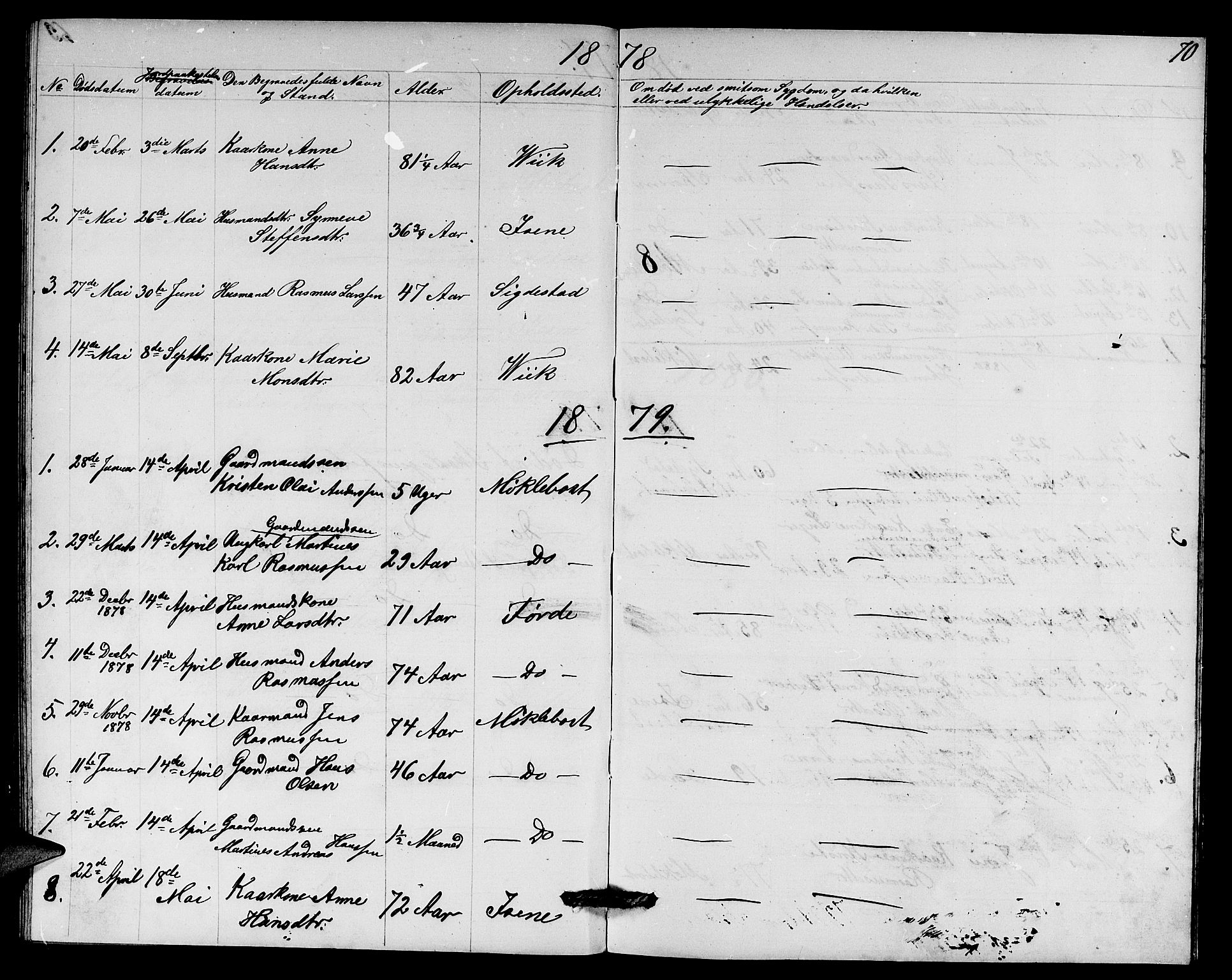 Davik sokneprestembete, AV/SAB-A-79701/H/Hab/Habd/L0001: Parish register (copy) no. D 1, 1866-1891, p. 70