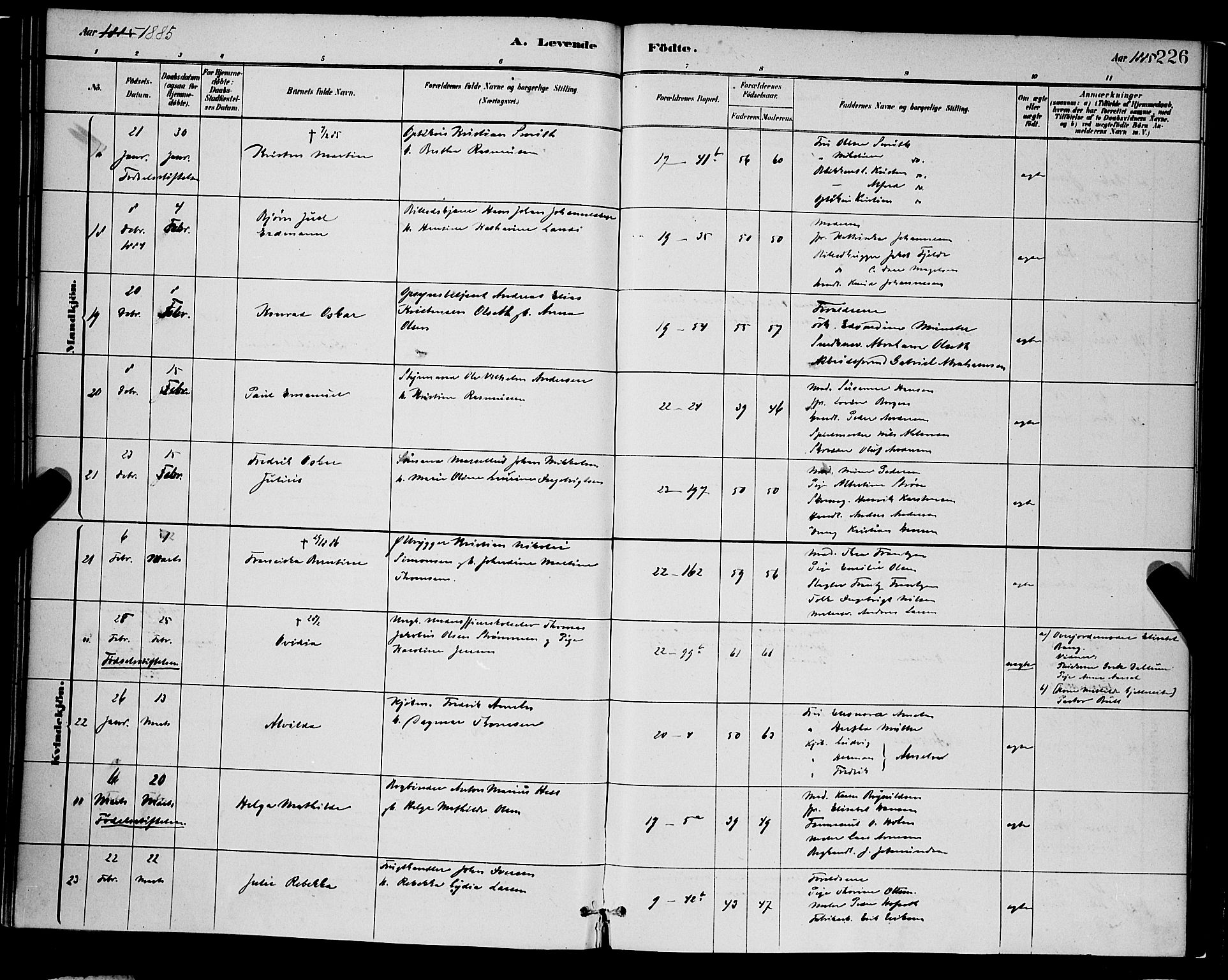 Korskirken sokneprestembete, AV/SAB-A-76101/H/Hab: Parish register (copy) no. B 8, 1878-1887, p. 226