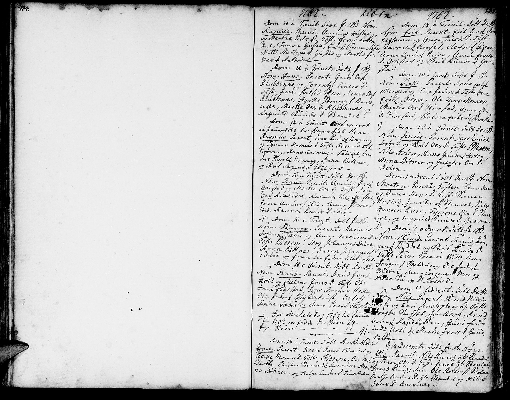 Ministerialprotokoller, klokkerbøker og fødselsregistre - Møre og Romsdal, SAT/A-1454/515/L0205: Parish register (official) no. 515A01, 1733-1764, p. 134-135