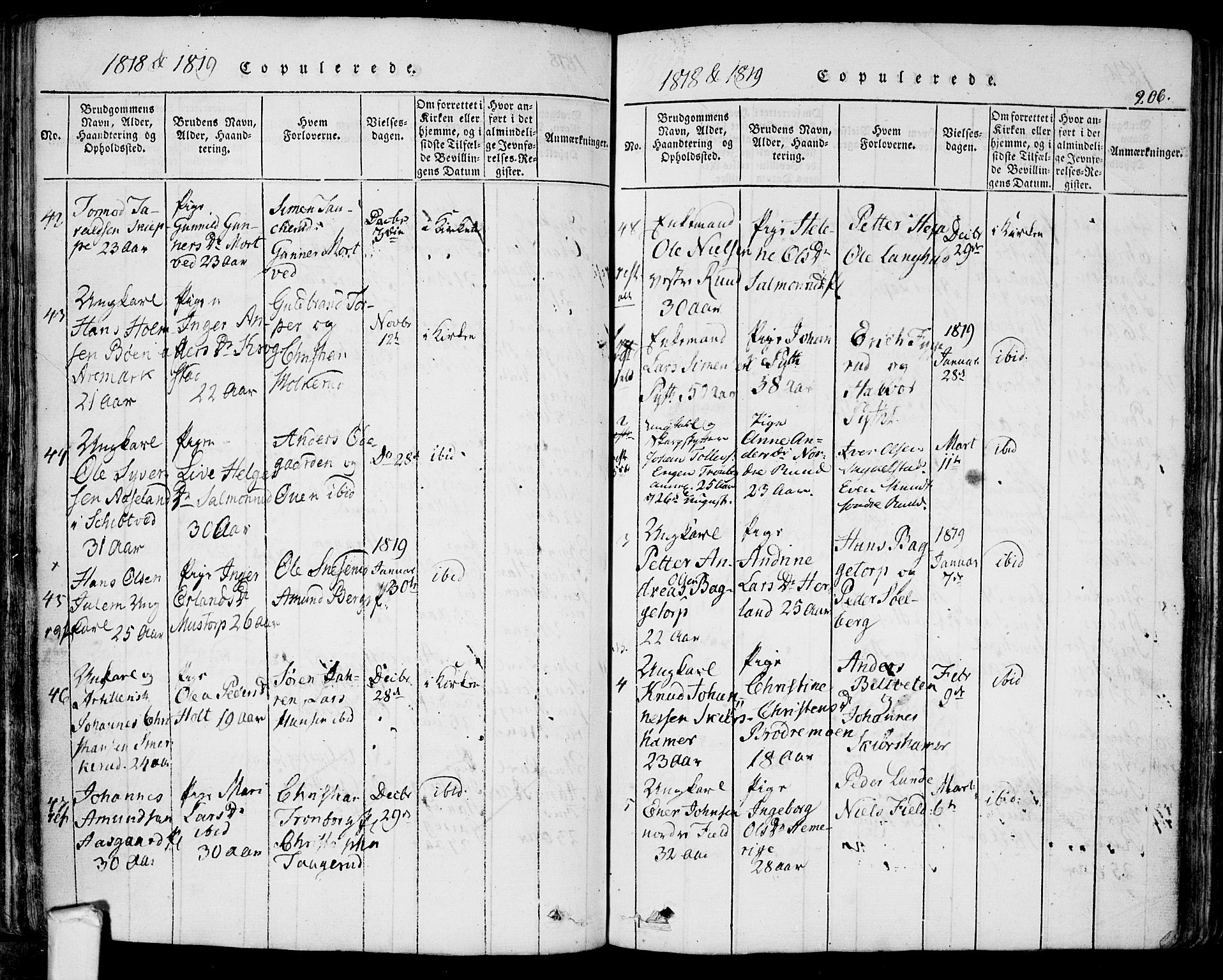Eidsberg prestekontor Kirkebøker, SAO/A-10905/F/Fa/L0007: Parish register (official) no. I 7, 1814-1832, p. 206