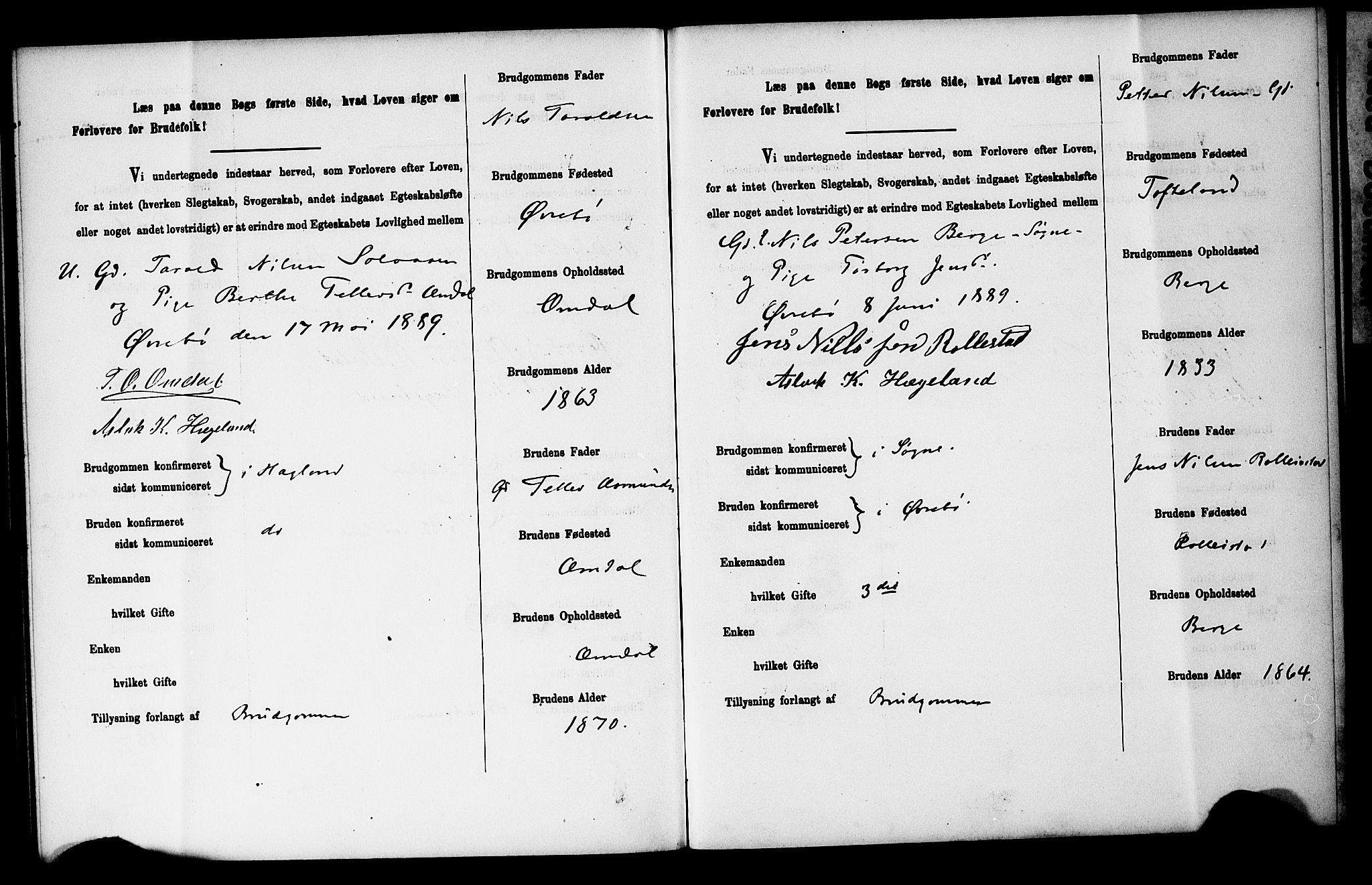 Vennesla sokneprestkontor, AV/SAK-1111-0045/J/L0032/0003: Banns register no. II 5 1, 1886-1892, p. 37