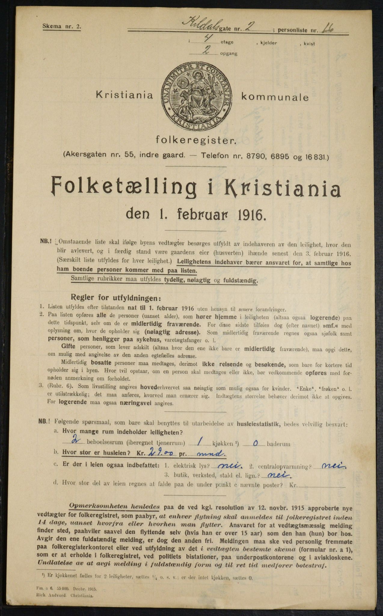 OBA, Municipal Census 1916 for Kristiania, 1916, p. 50585