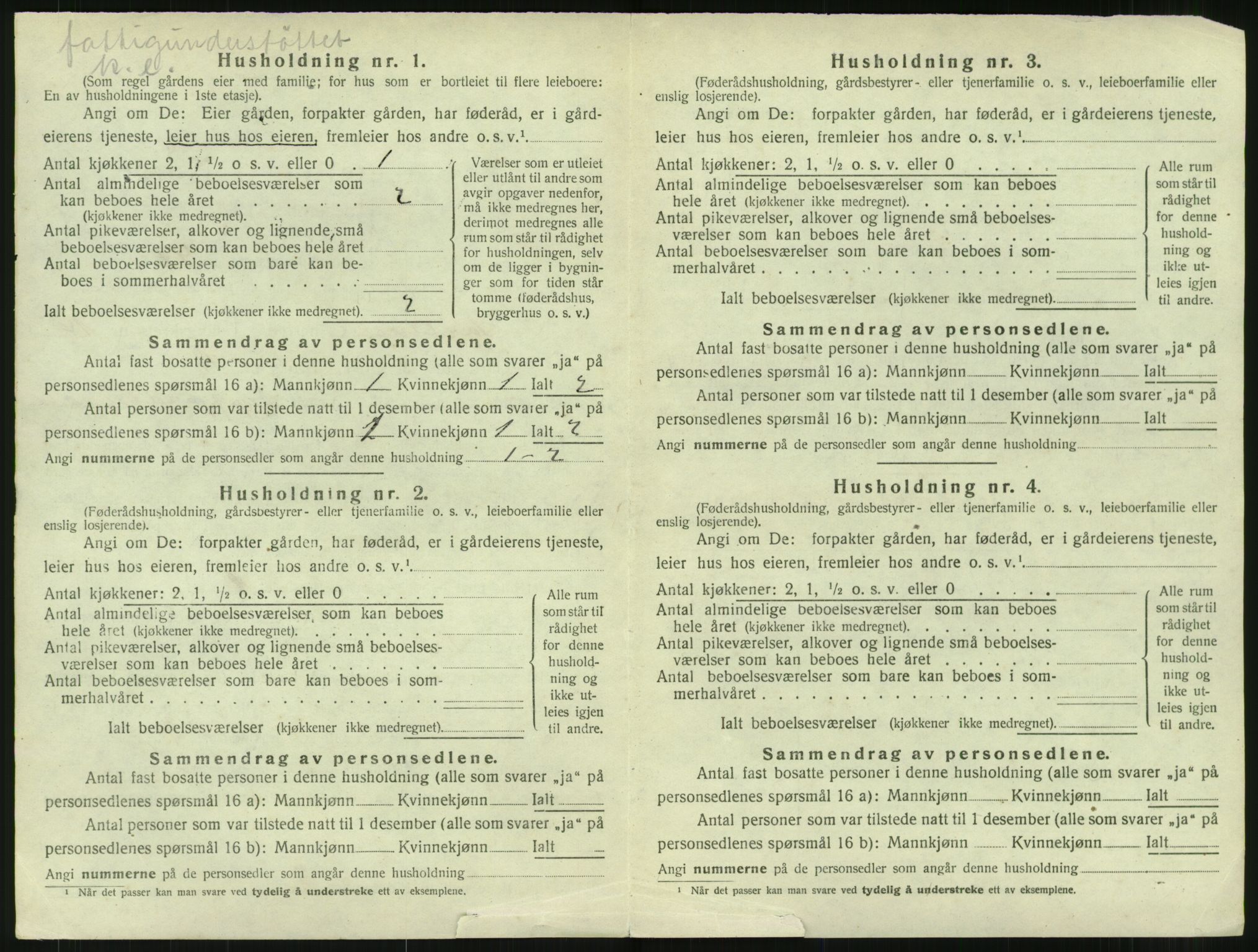 SAT, 1920 census for Sortland, 1920, p. 1555