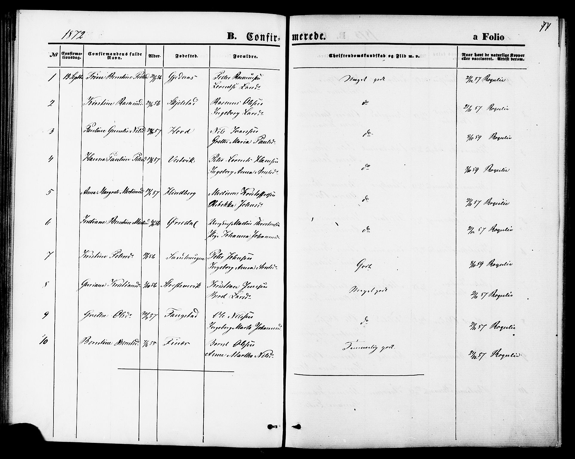 Ministerialprotokoller, klokkerbøker og fødselsregistre - Nord-Trøndelag, AV/SAT-A-1458/744/L0419: Parish register (official) no. 744A03, 1867-1881, p. 77