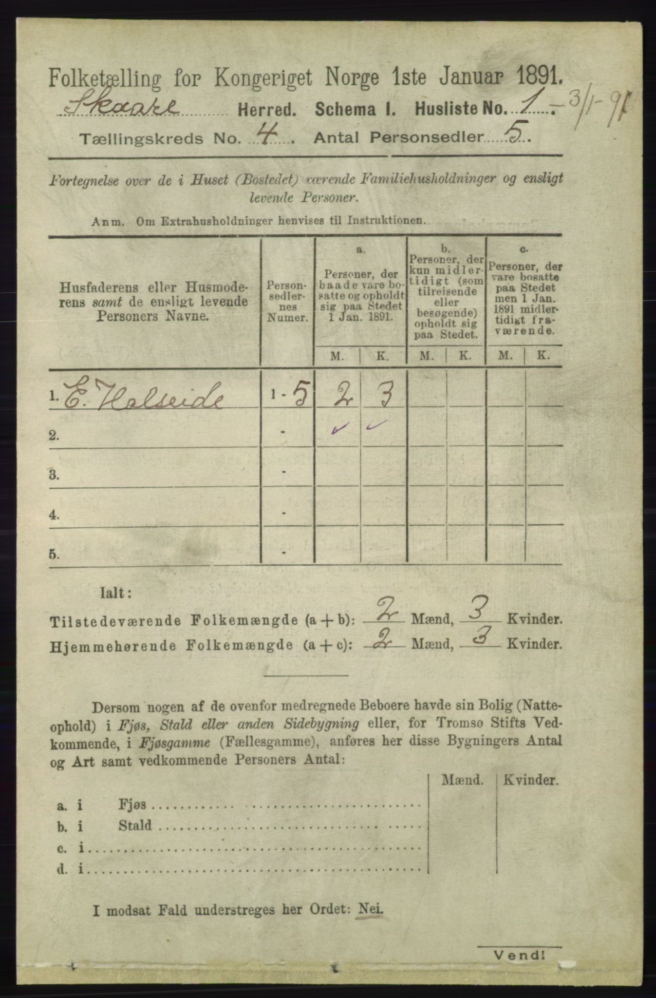 RA, 1891 census for 1153 Skåre, 1891, p. 1686