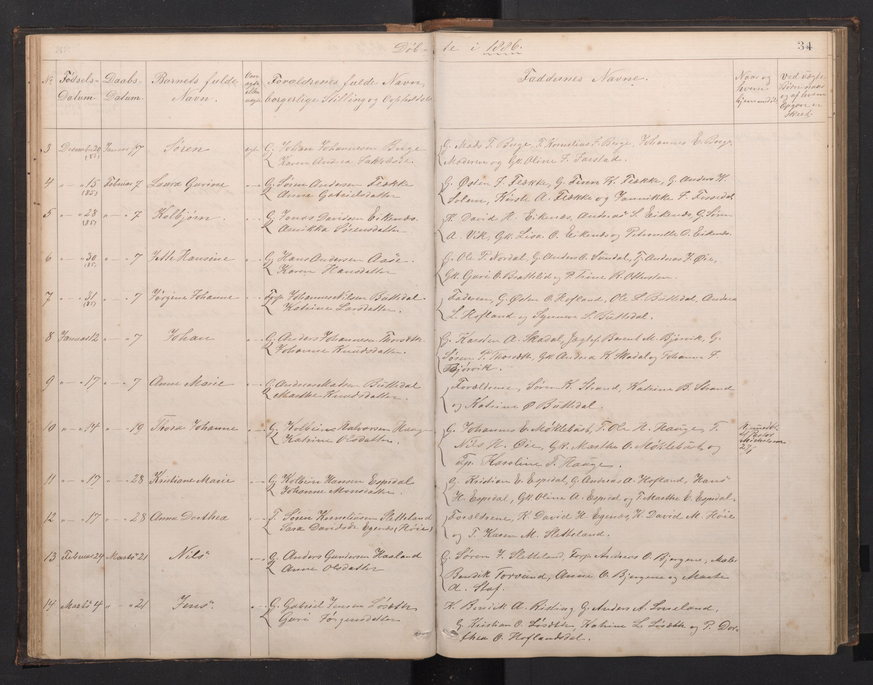 Fjaler sokneprestembete, SAB/A-79801/H/Hab/Habc/L0002: Parish register (copy) no. C 2, 1879-1893, p. 33b-34a