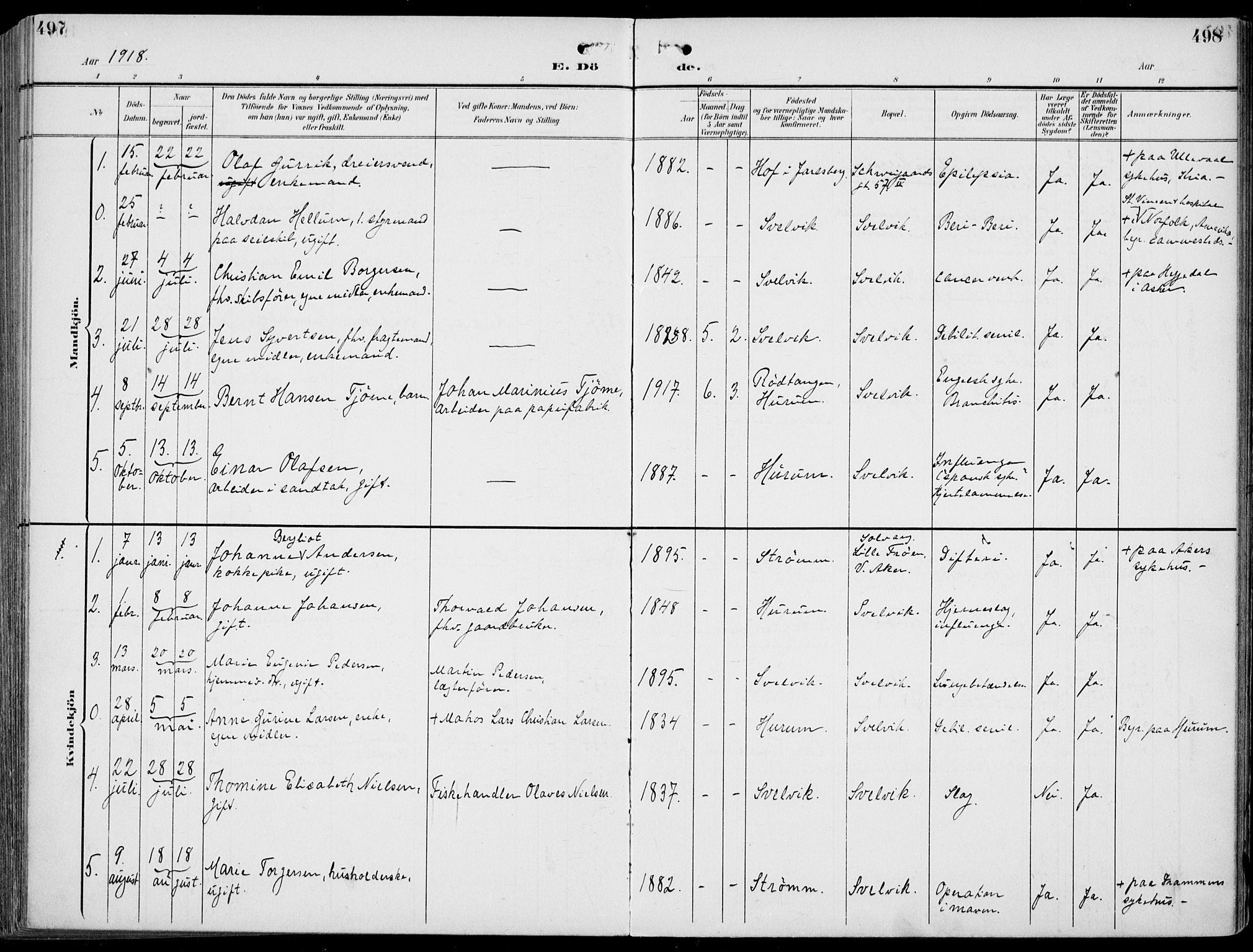 Strømm kirkebøker, AV/SAKO-A-322/F/Fb/L0002: Parish register (official) no. II 2, 1900-1919, p. 497-498