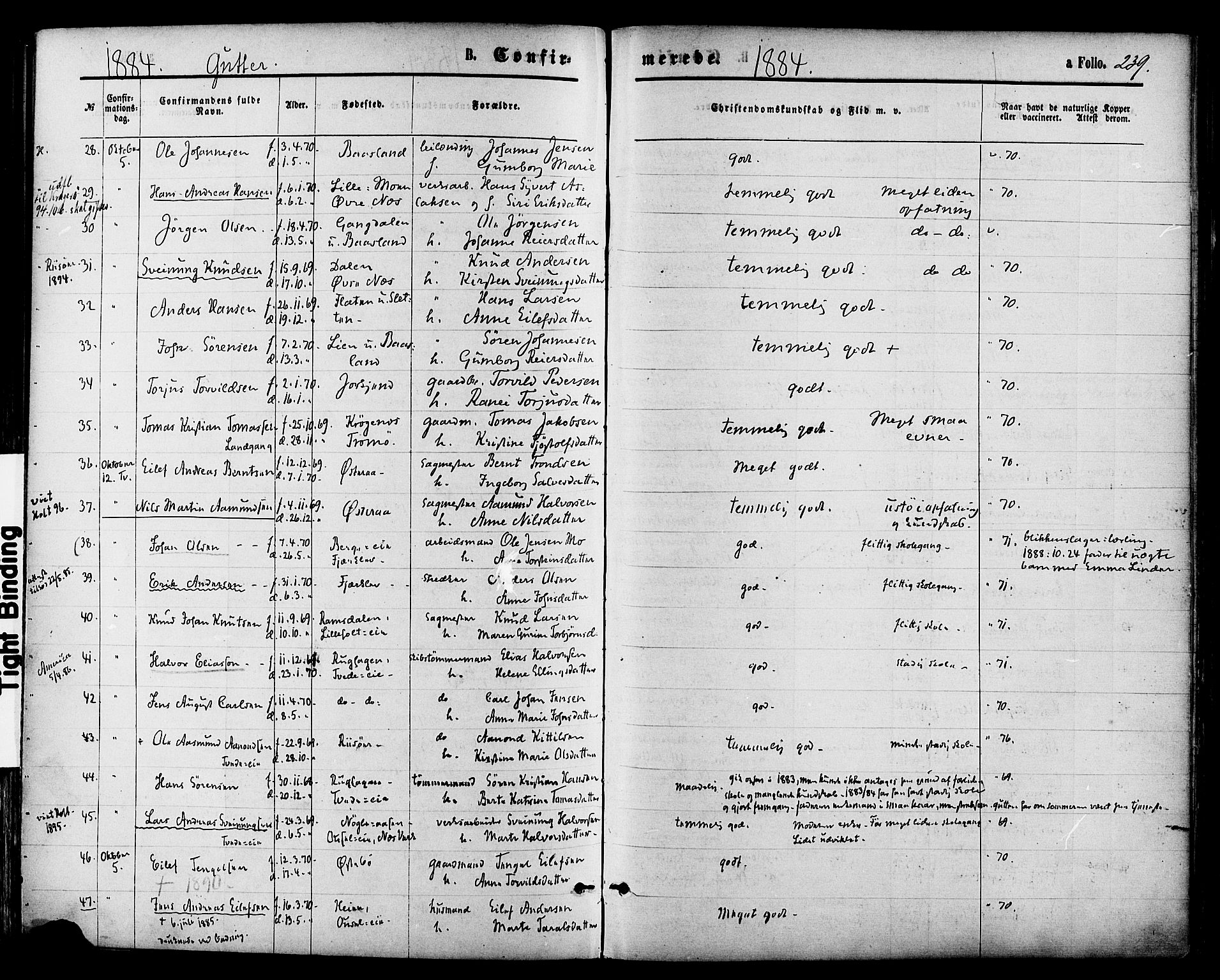 Holt sokneprestkontor, AV/SAK-1111-0021/F/Fa/L0010: Parish register (official) no. A 10, 1872-1885, p. 239