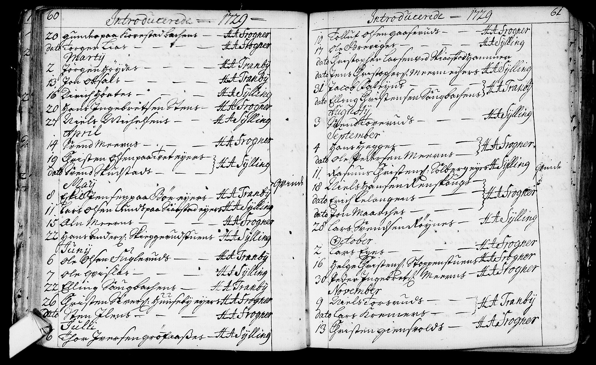 Lier kirkebøker, AV/SAKO-A-230/F/Fa/L0003: Parish register (official) no. I 3, 1727-1748, p. 60-61
