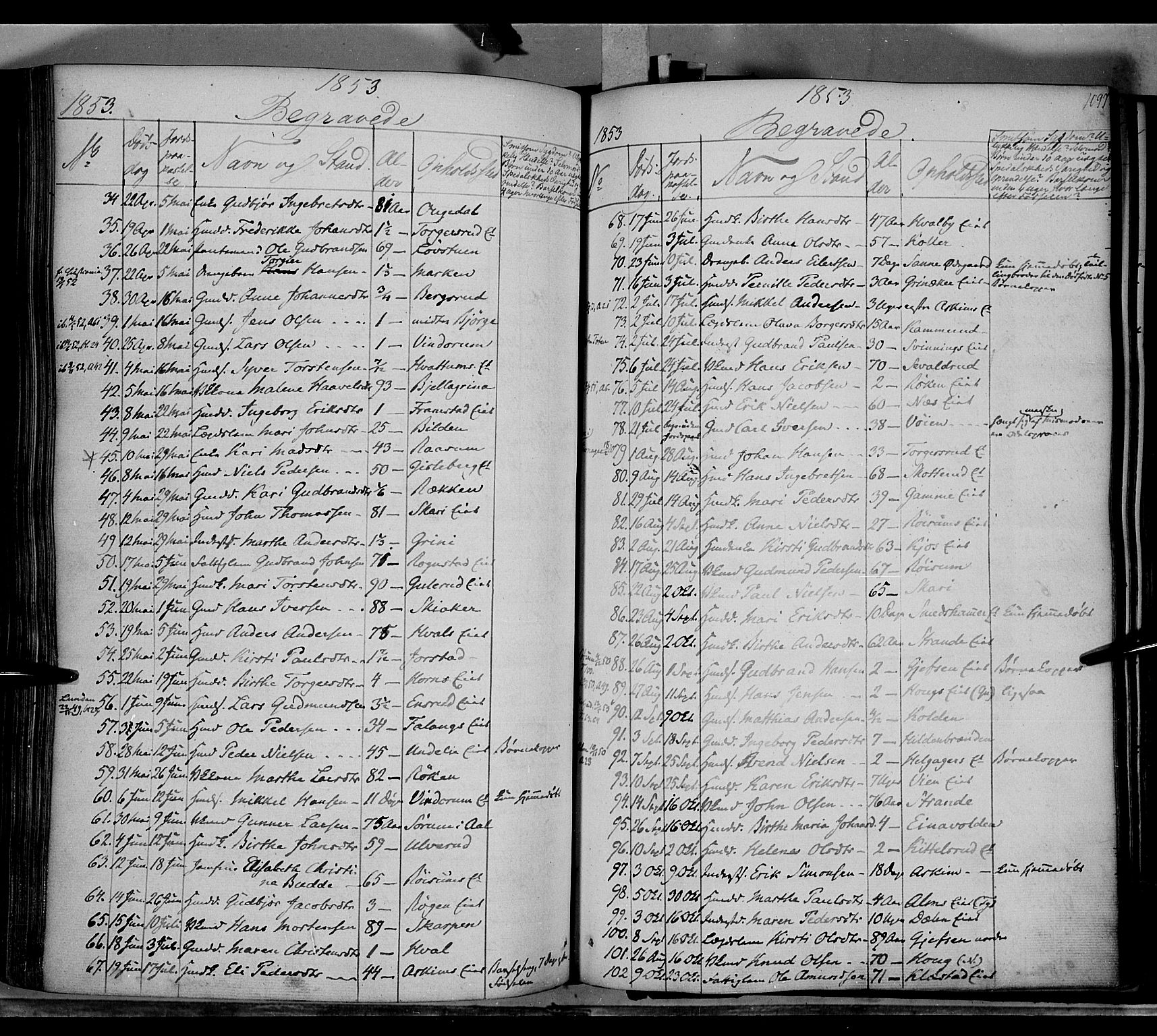 Gran prestekontor, AV/SAH-PREST-112/H/Ha/Haa/L0011: Parish register (official) no. 11, 1842-1856, p. 1096-1097