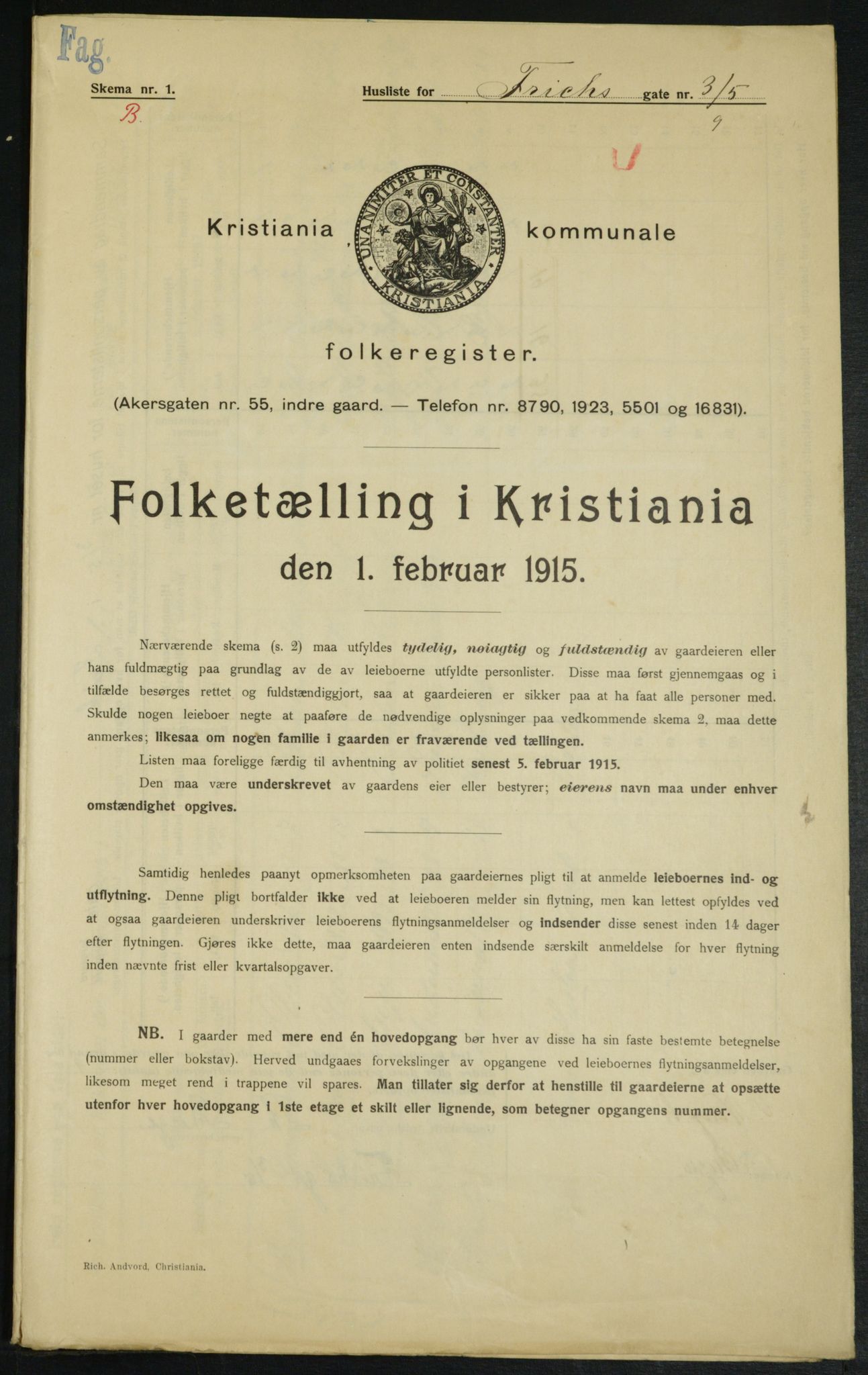 OBA, Municipal Census 1915 for Kristiania, 1915, p. 26400