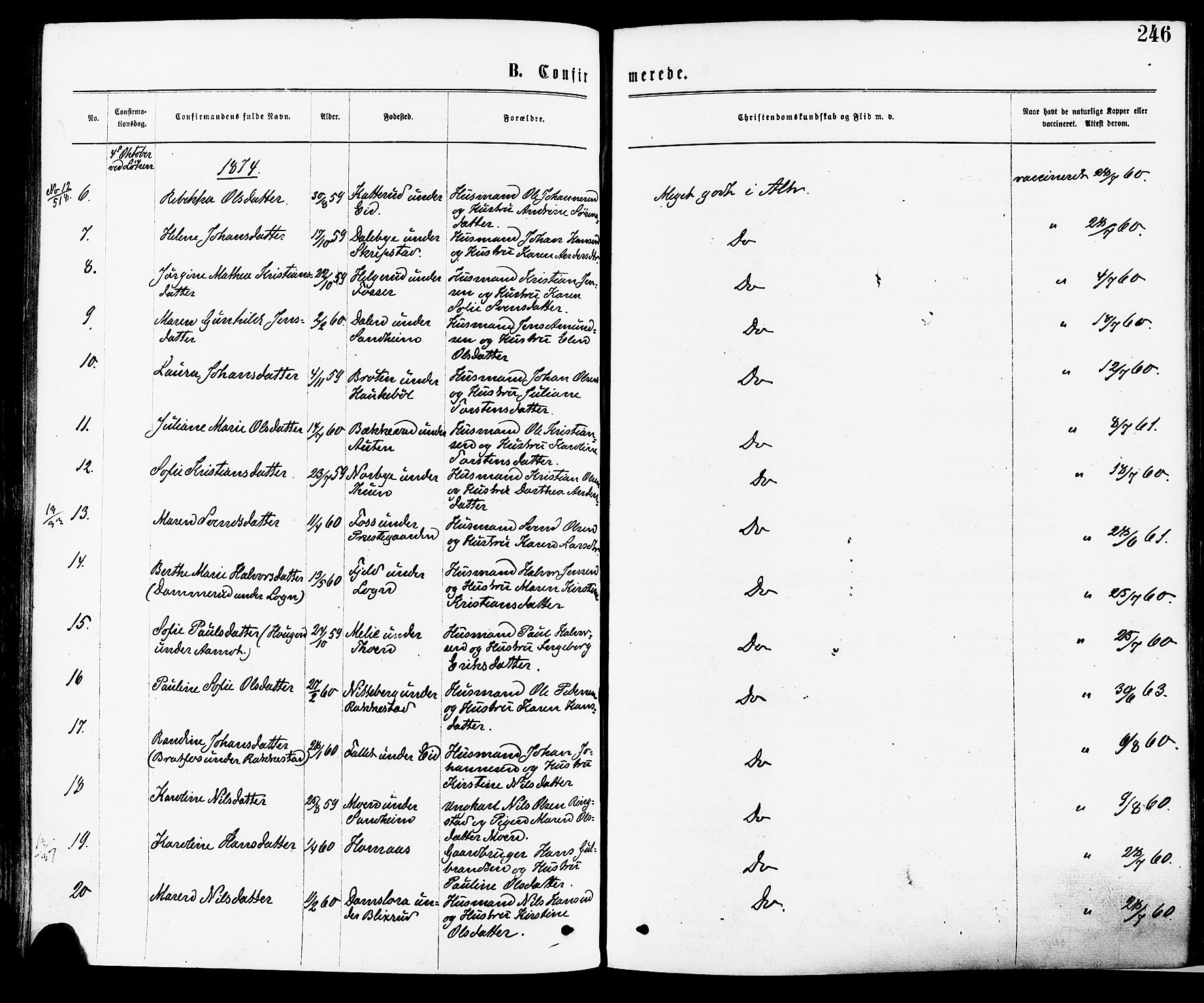 Høland prestekontor Kirkebøker, AV/SAO-A-10346a/F/Fa/L0012.a: Parish register (official) no. I 12A, 1869-1879, p. 246