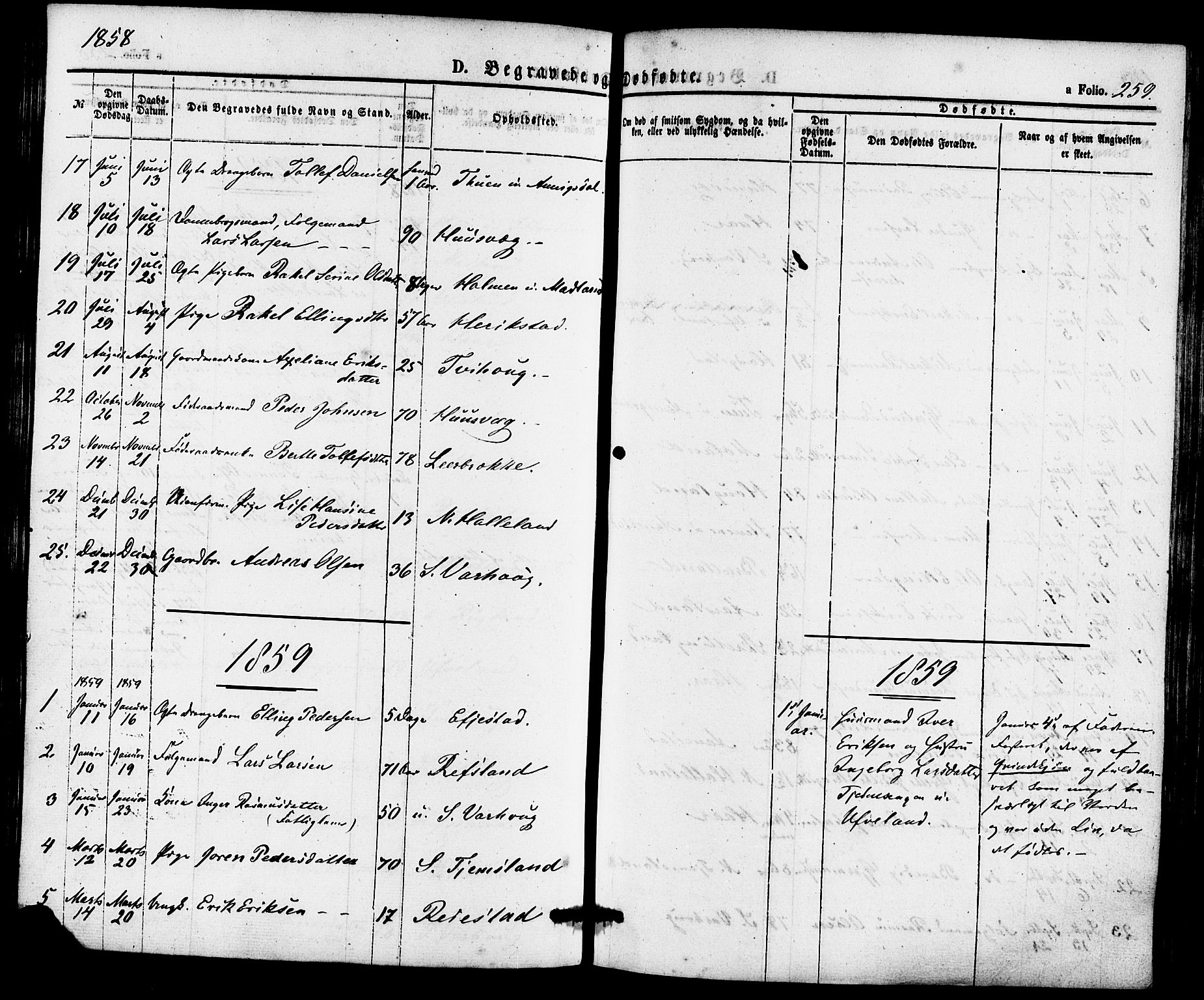 Hå sokneprestkontor, AV/SAST-A-101801/001/30BA/L0009: Parish register (official) no. A 8, 1855-1878, p. 259