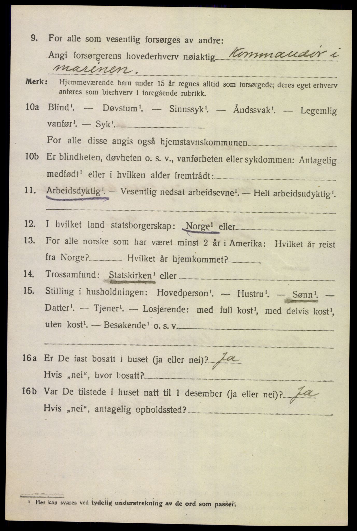 SAK, 1920 census for Oddernes, 1920, p. 12556