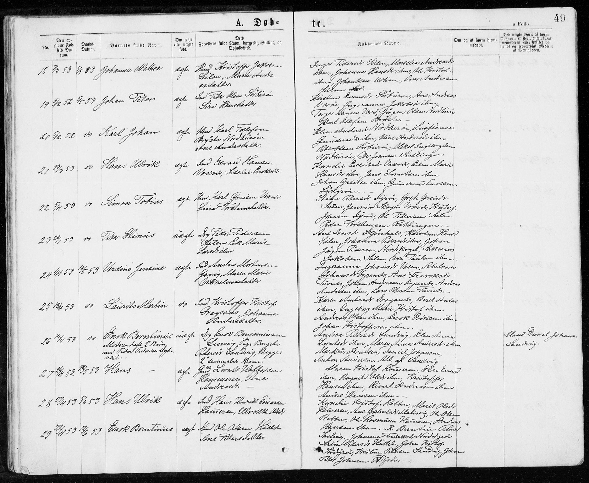 Ministerialprotokoller, klokkerbøker og fødselsregistre - Sør-Trøndelag, AV/SAT-A-1456/640/L0576: Parish register (official) no. 640A01, 1846-1876, p. 49