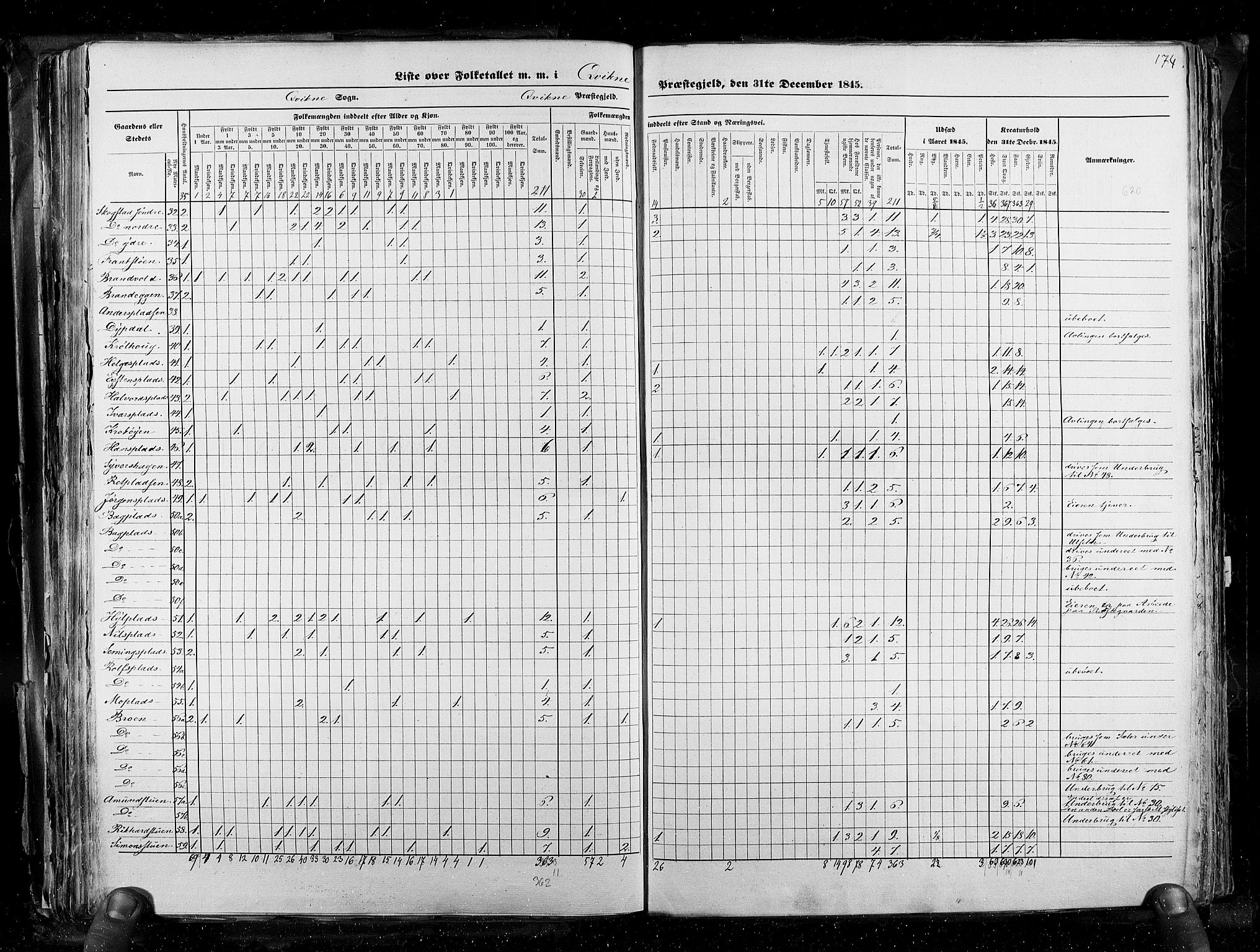 RA, Census 1845, vol. 3: Hedemarken amt og Kristians amt, 1845, p. 174