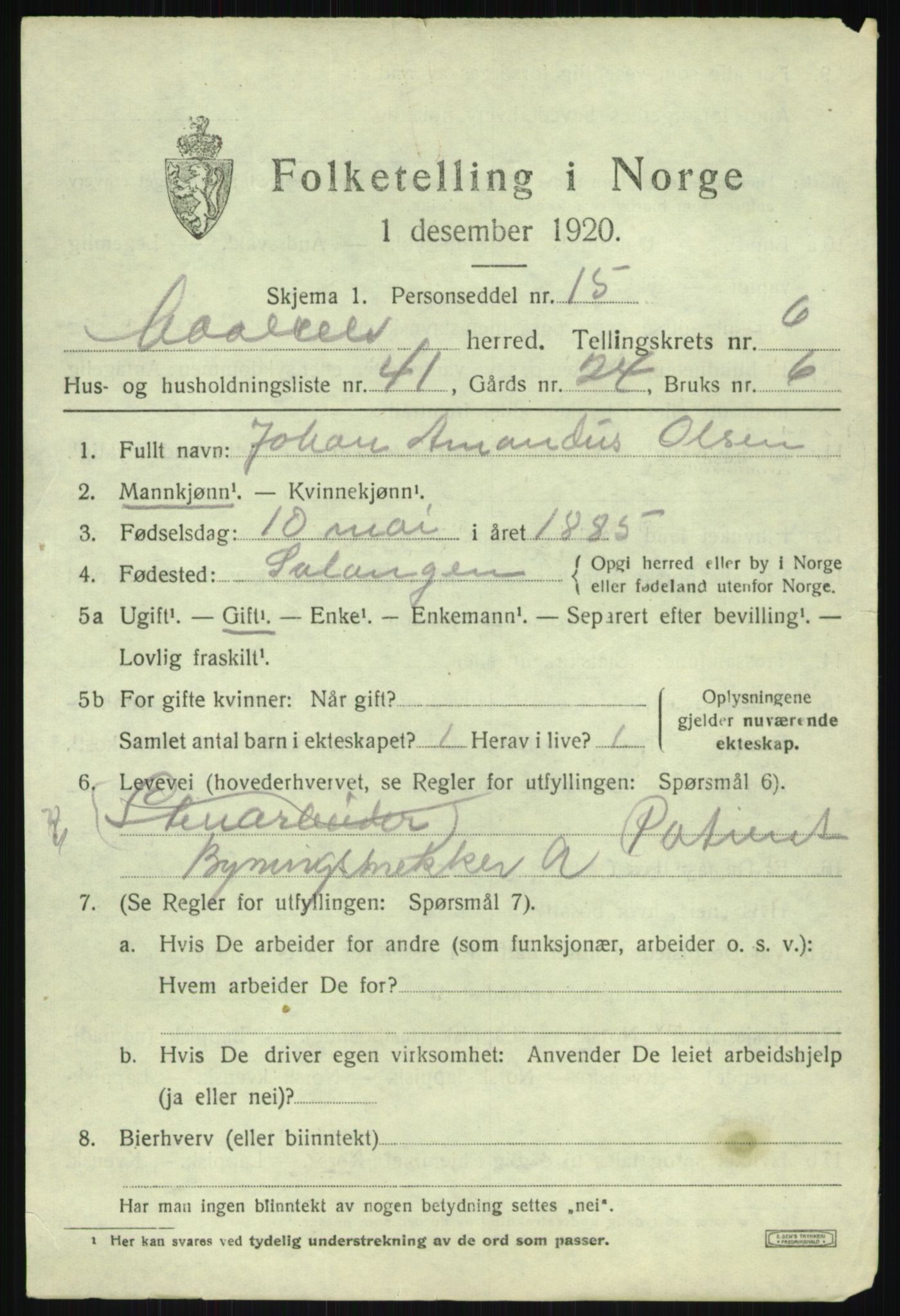 SATØ, 1920 census for Målselv, 1920, p. 4177