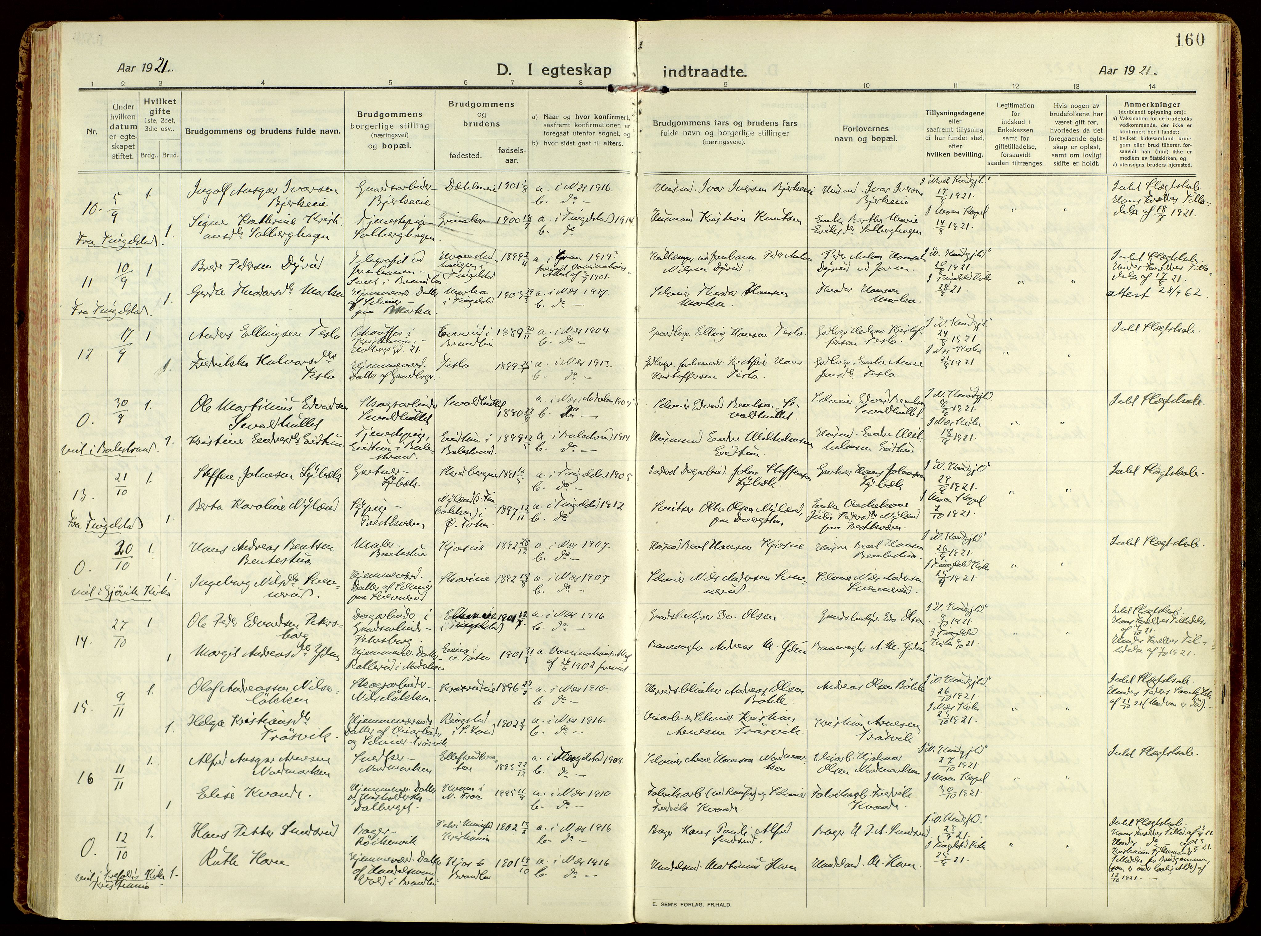 Brandbu prestekontor, AV/SAH-PREST-114/H/Ha/Haa/L0004: Parish register (official) no. 4, 1913-1923, p. 160