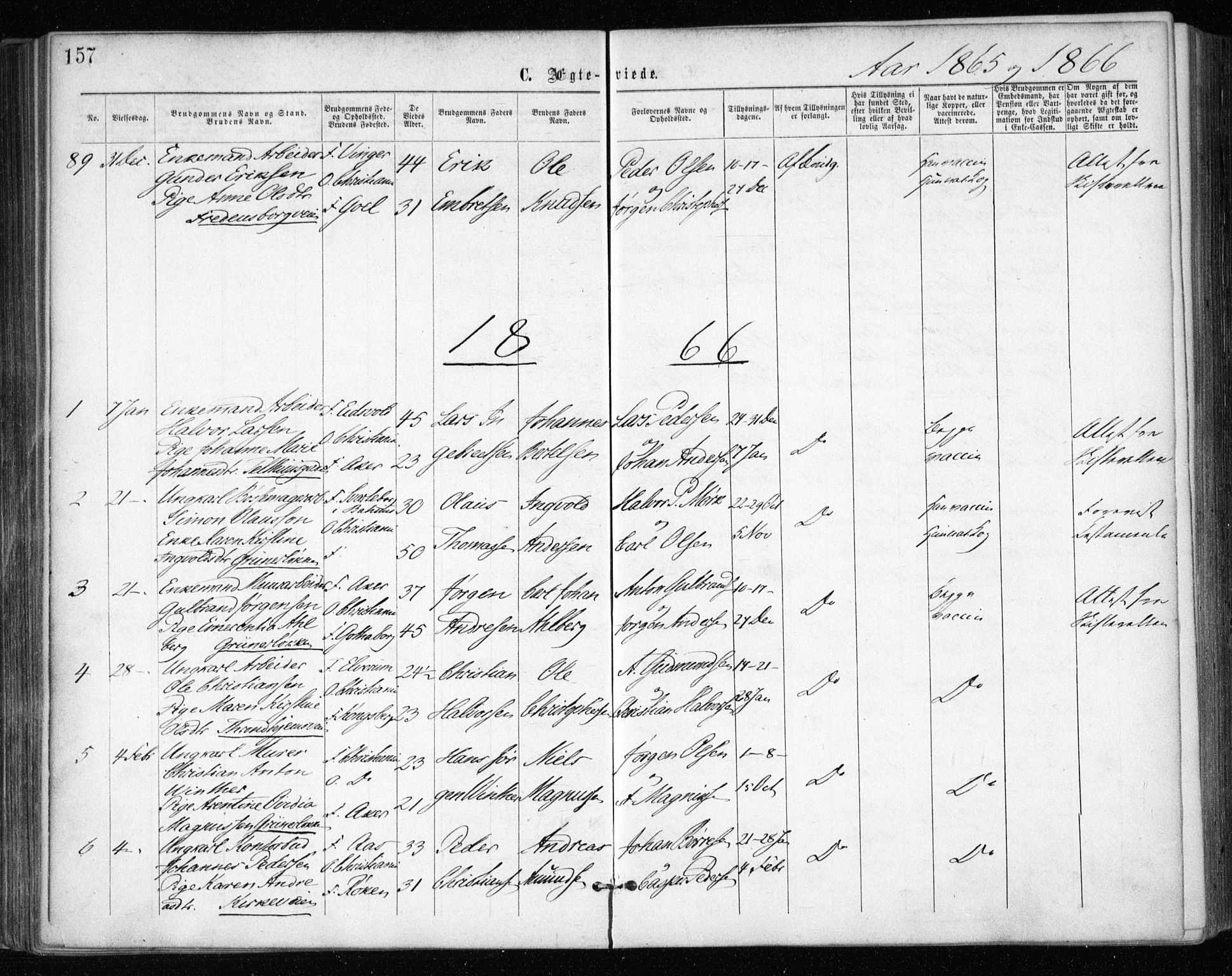 Gamle Aker prestekontor Kirkebøker, SAO/A-10617a/F/L0003: Parish register (official) no. 3, 1865-1873, p. 157