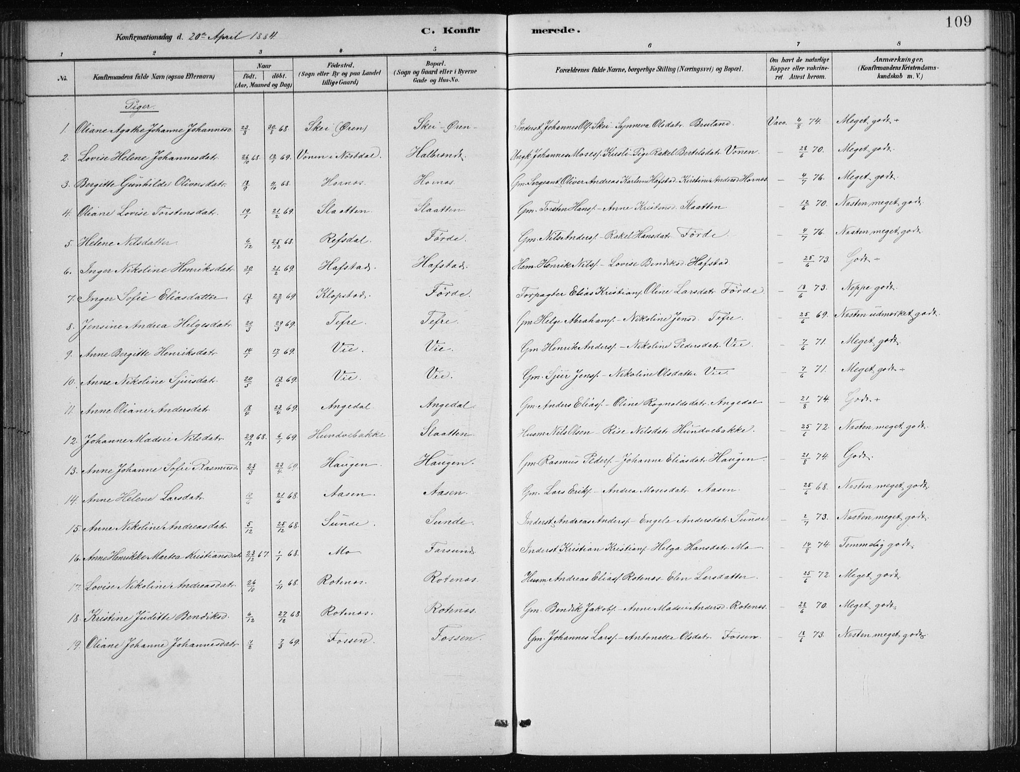 Førde sokneprestembete, AV/SAB-A-79901/H/Hab/Haba/L0002: Parish register (copy) no. A 2, 1881-1898, p. 109