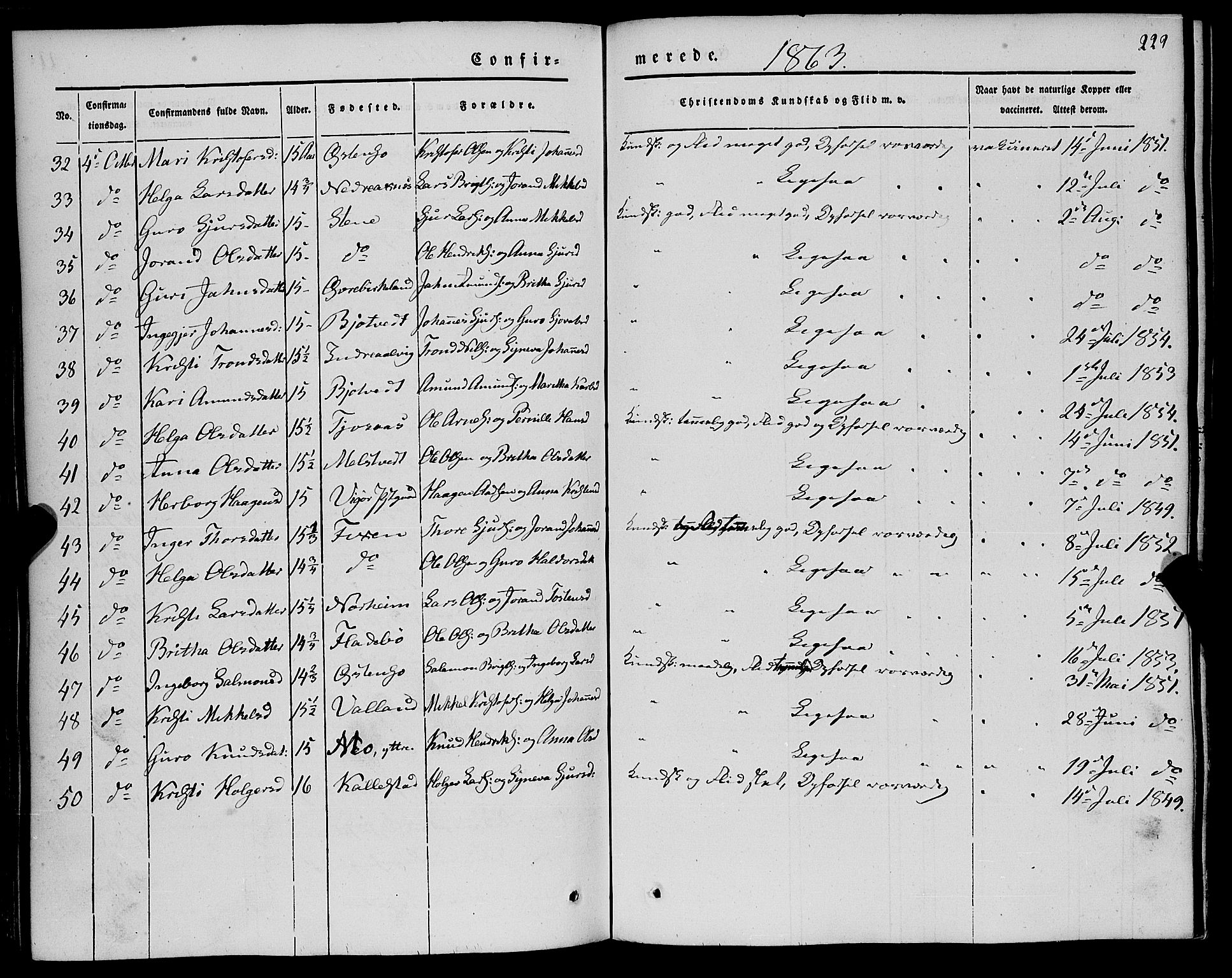 Kvam sokneprestembete, AV/SAB-A-76201/H/Haa: Parish register (official) no. A 8, 1844-1863, p. 229