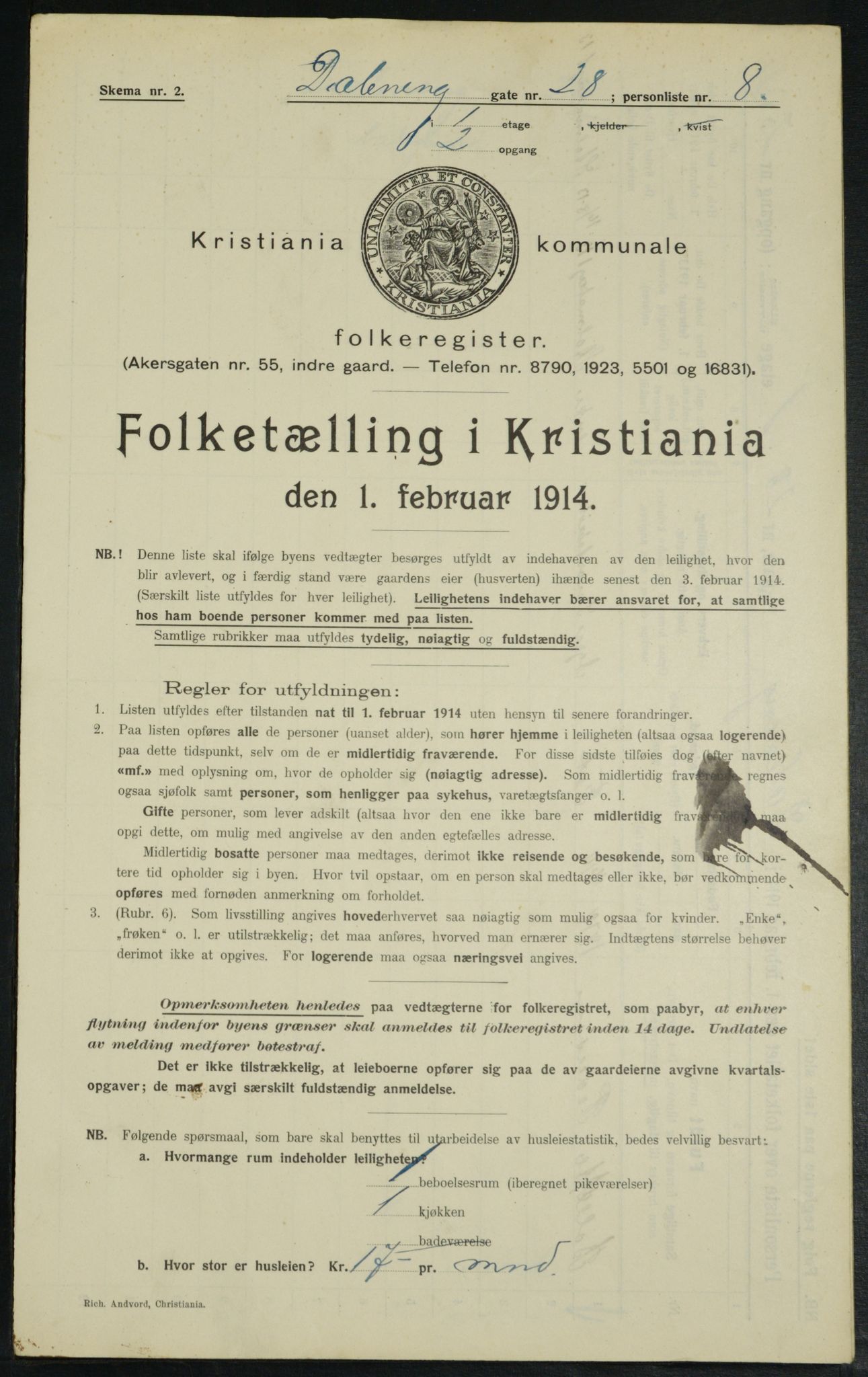 OBA, Municipal Census 1914 for Kristiania, 1914, p. 17742