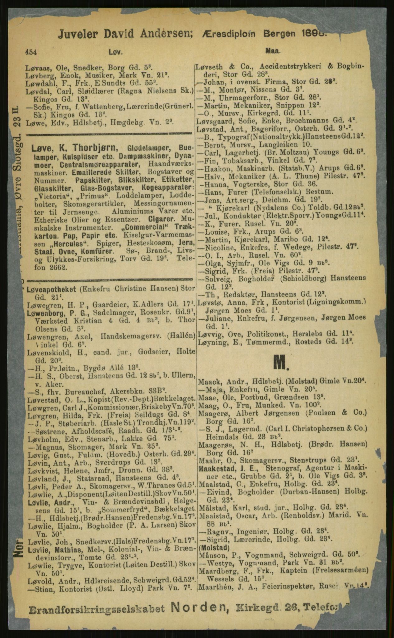 Kristiania/Oslo adressebok, PUBL/-, 1899, p. 454